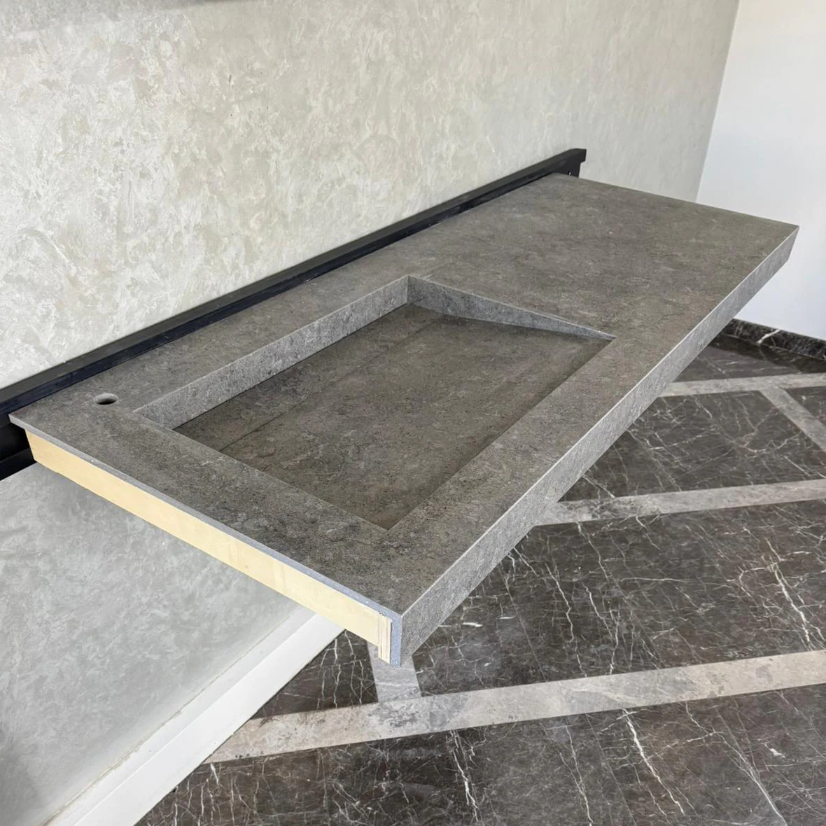 Handcrafted Custom Dekton Grafite Porcelain Bathroom Sink: Custom Vanity Top or Wall Mount (ES-060) - Image 3
