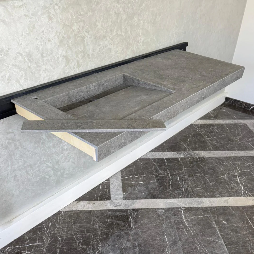 Handcrafted Custom Dekton Grafite Porcelain Bathroom Sink: Custom Vanity Top or Wall Mount (ES-060) - Image 4