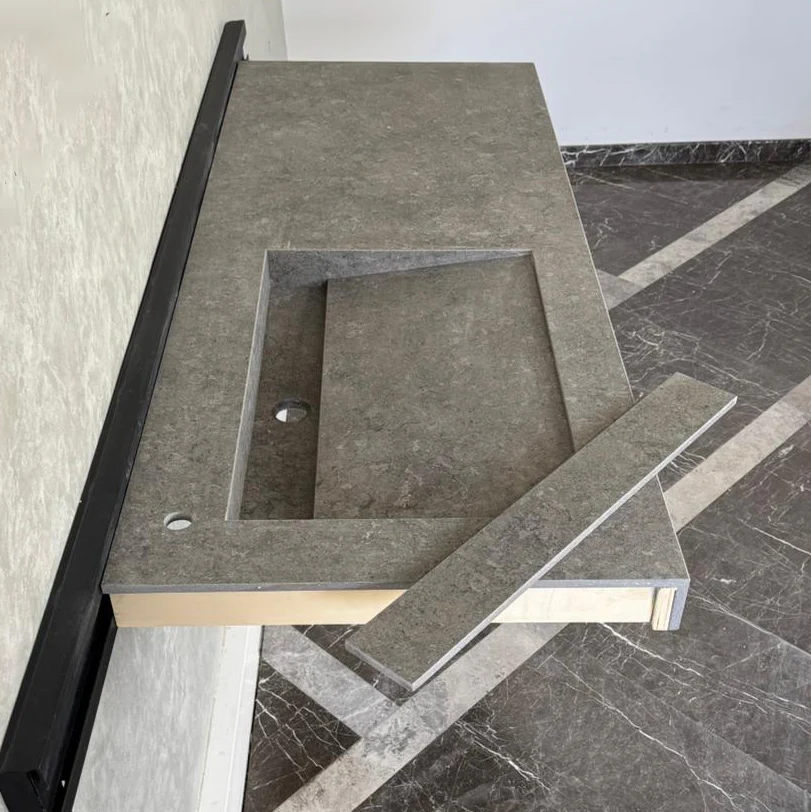 Handcrafted Custom Dekton Grafite Porcelain Bathroom Sink: Custom Vanity Top or Wall Mount (ES-060) - Image 6