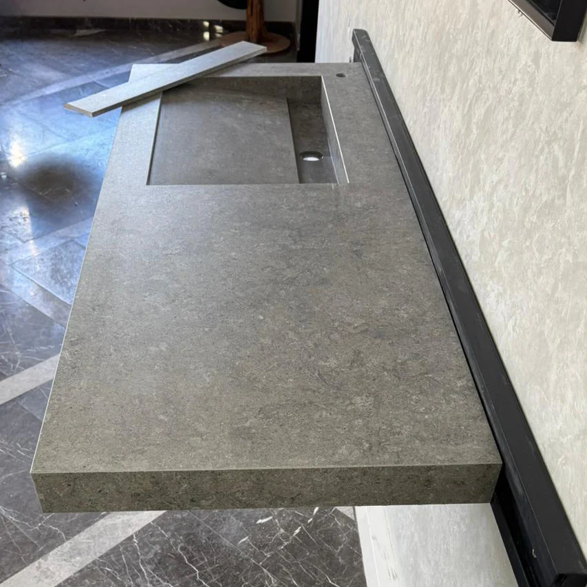 Handcrafted Custom Dekton Grafite Porcelain Bathroom Sink: Custom Vanity Top or Wall Mount (ES-060) - Image 8