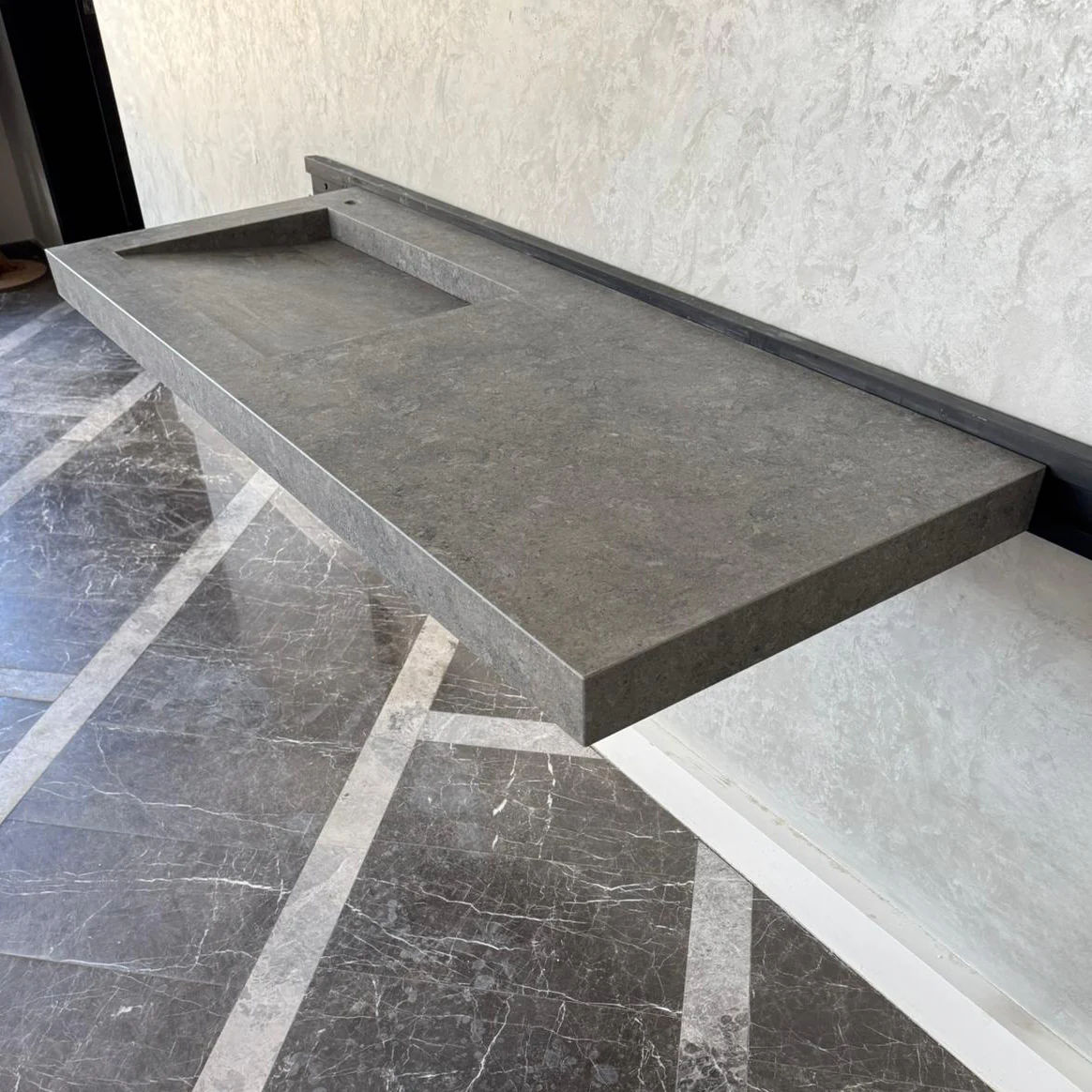 Handcrafted Custom Dekton Grafite Porcelain Bathroom Sink: Custom Vanity Top or Wall Mount (ES-060) - Image 9