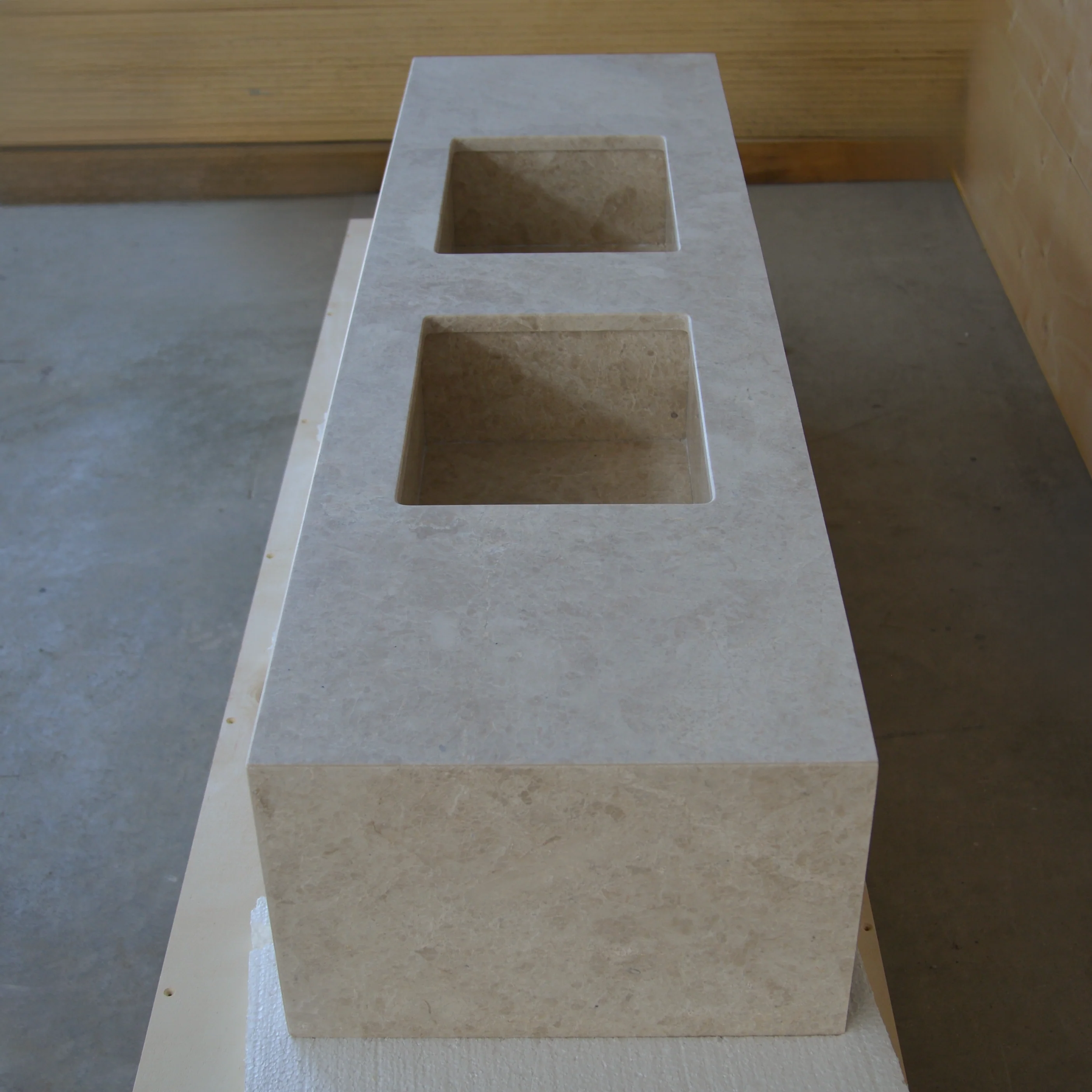 HANDCRAFTED CUSTOM HERA BEIGE MARBLE DOUBLE SINK (NS-114) - Image 4