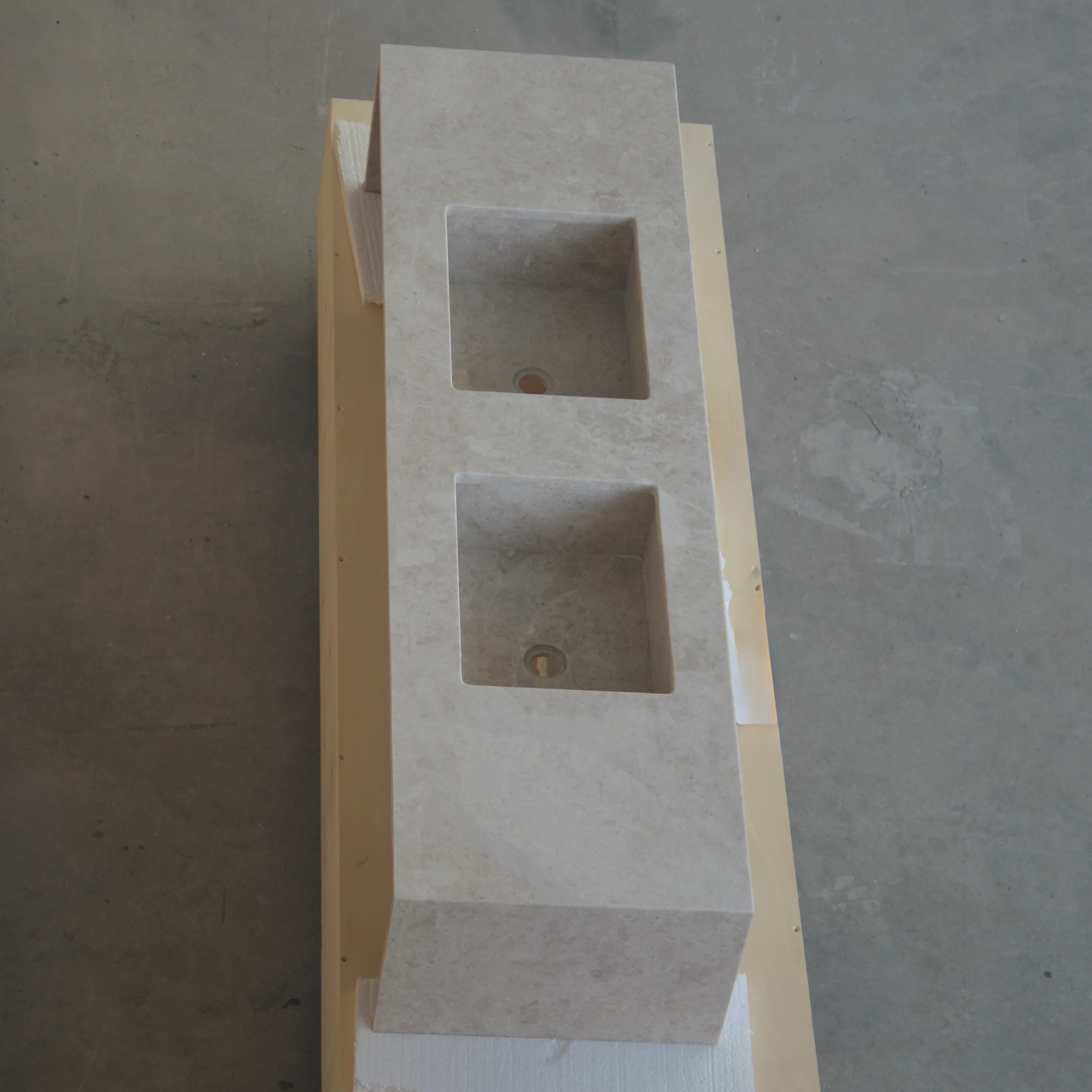 HANDCRAFTED CUSTOM HERA BEIGE MARBLE DOUBLE SINK (NS-114) - Image 6