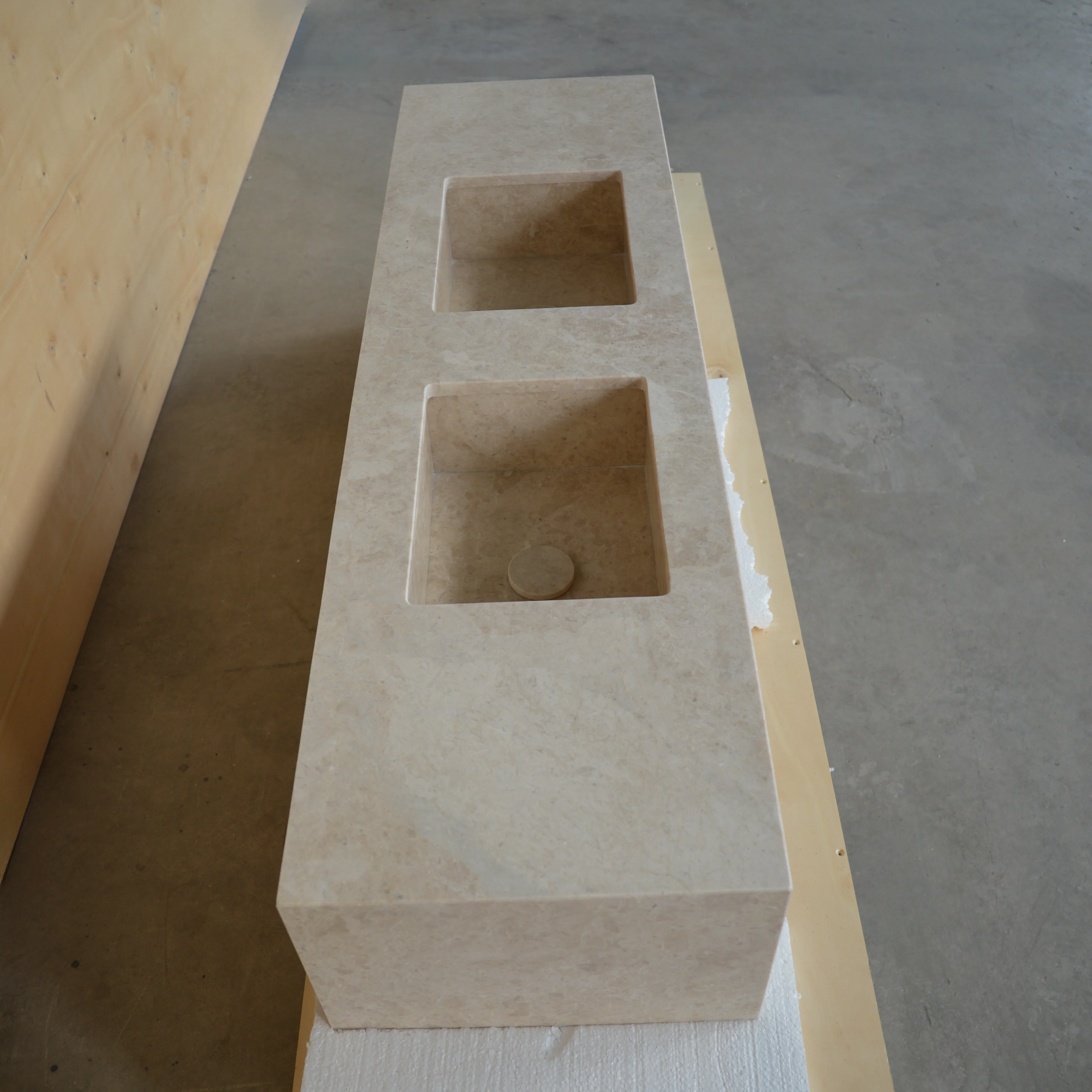 HANDCRAFTED CUSTOM HERA BEIGE MARBLE DOUBLE SINK (NS-114) - Image 7