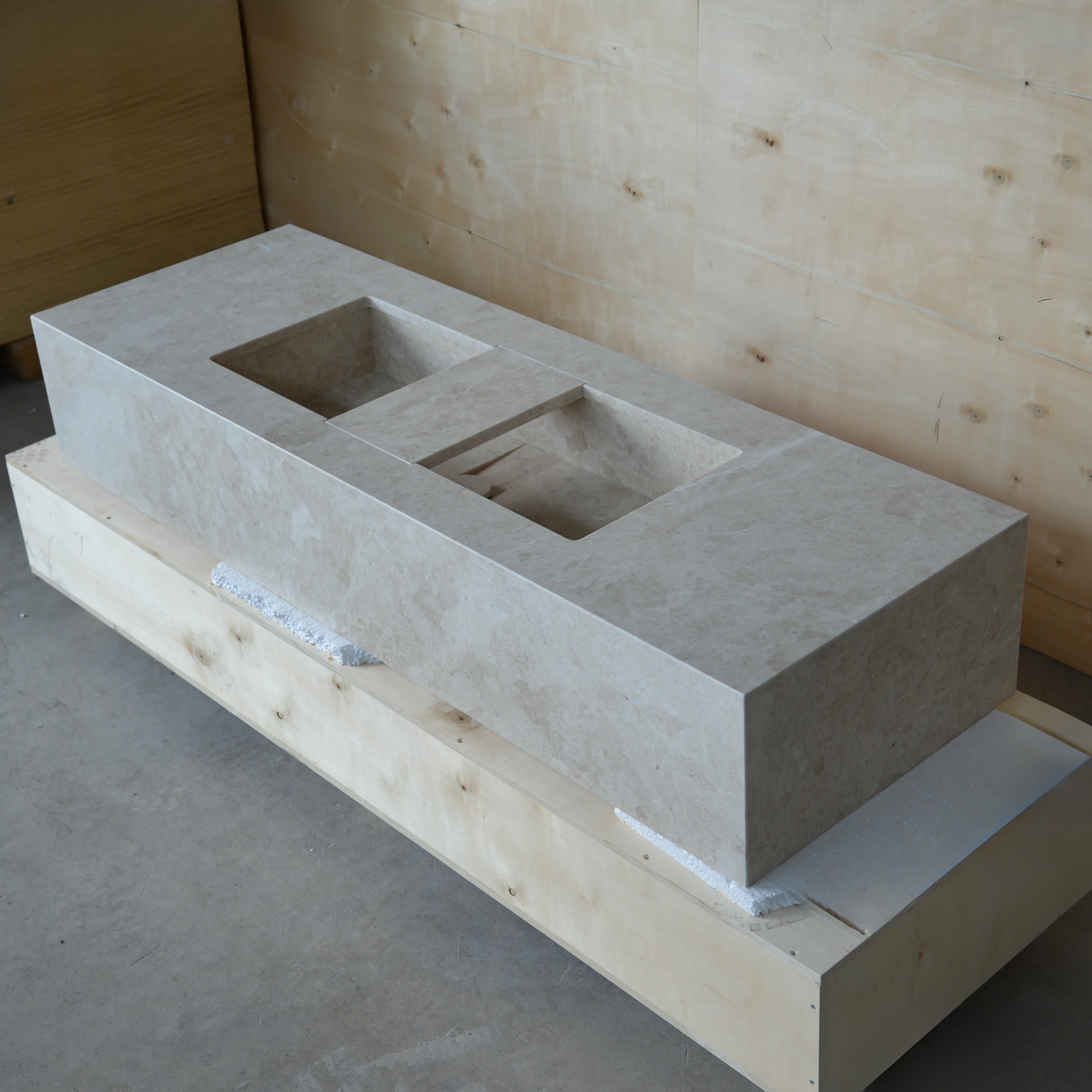 HANDCRAFTED CUSTOM HERA BEIGE MARBLE SINK (NS-138) - Image 3