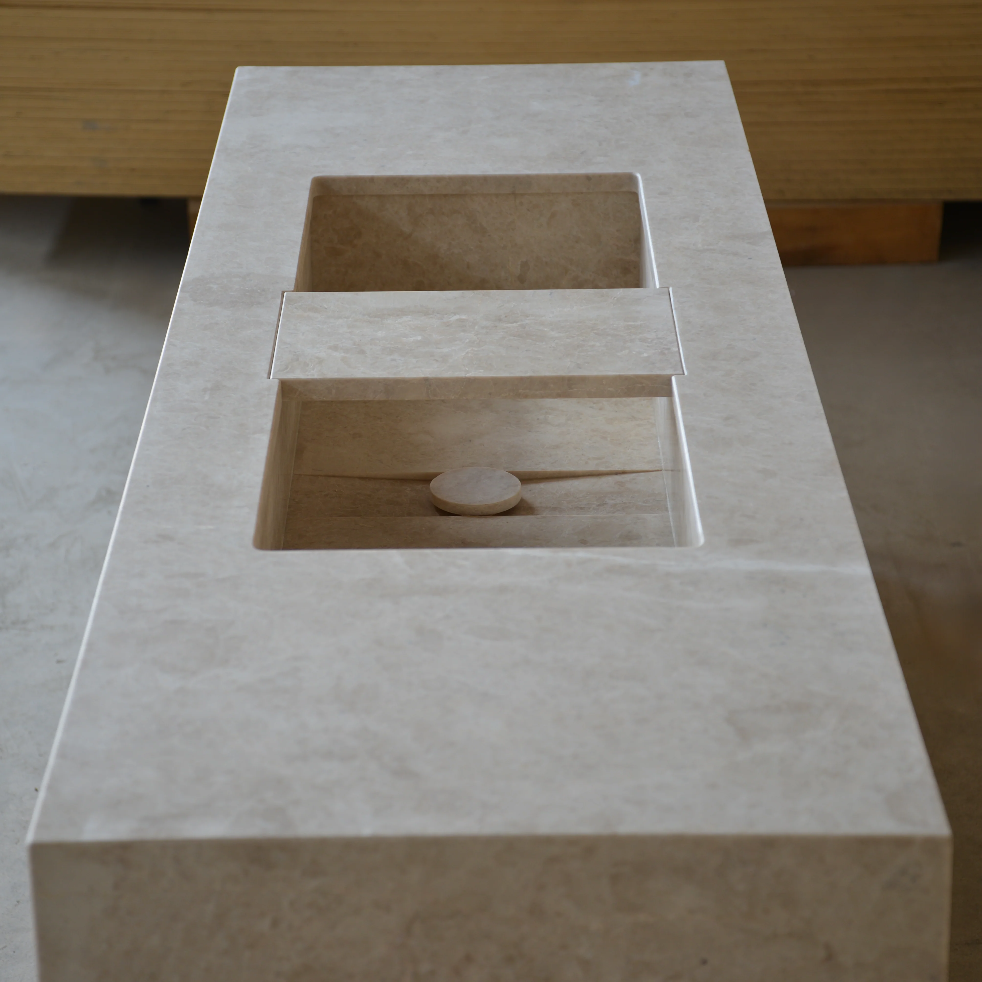 HANDCRAFTED CUSTOM HERA BEIGE MARBLE SINK (NS-138) - Image 4