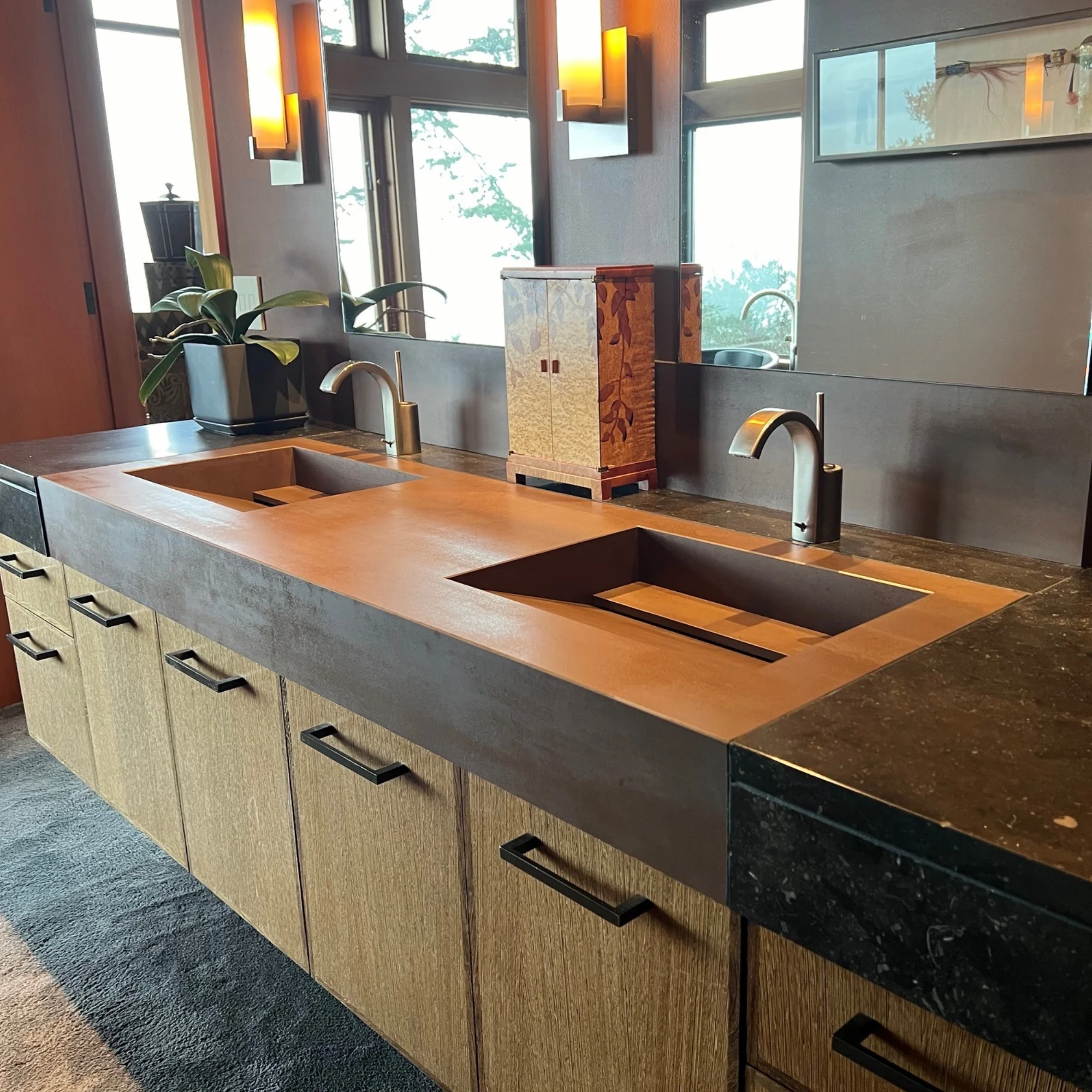 CUSTOM INFINITY – METAL CORTEN ENGINEERED PORCELAIN DOUBLE SINK (ES-083) - Image 12