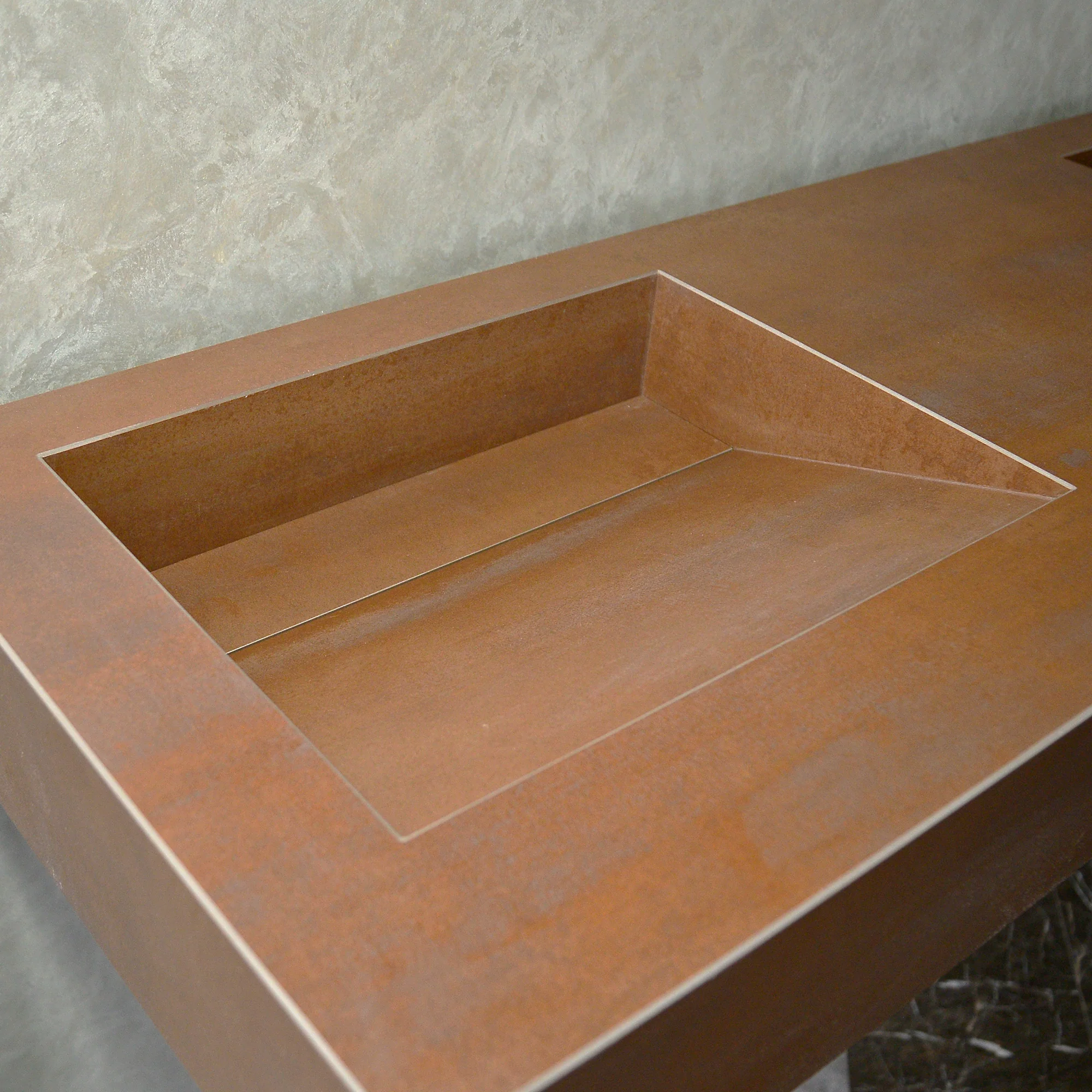 CUSTOM INFINITY – METAL CORTEN ENGINEERED PORCELAIN DOUBLE SINK (ES-083) - Image 6