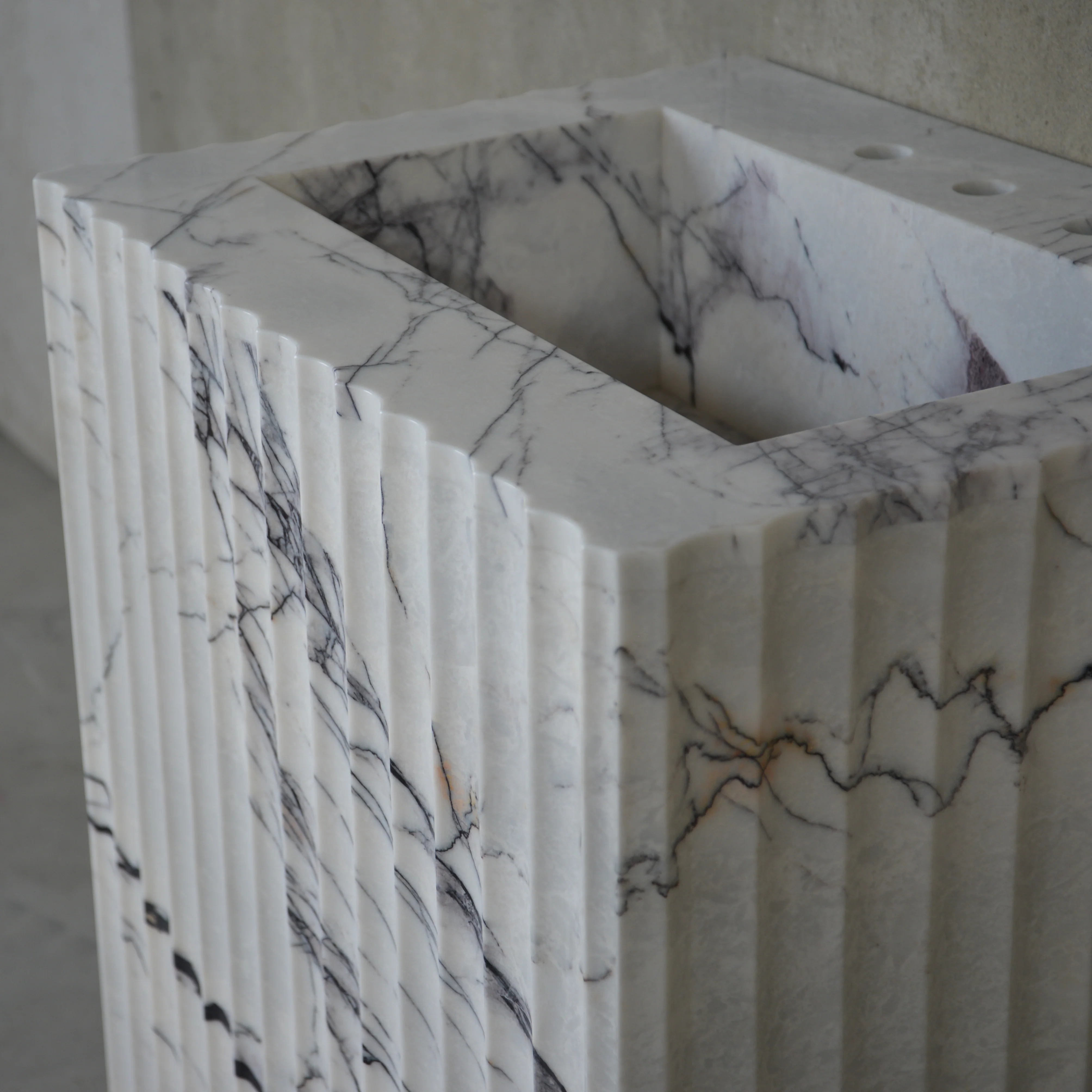 HANDCRAFTED CUSTOM PEDESTAL LILAC MARBLE SINK (NS-220) - Image 10
