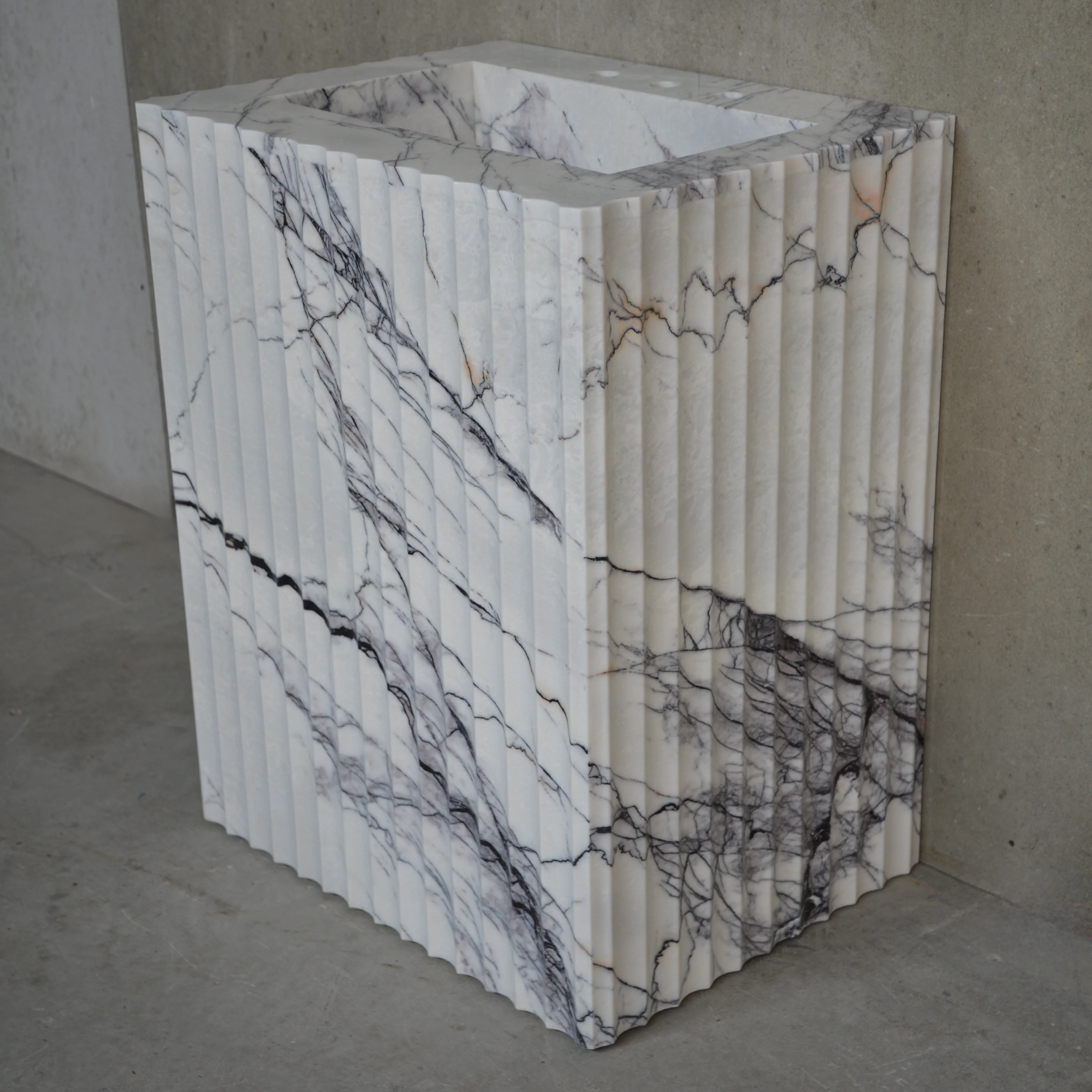 HANDCRAFTED CUSTOM PEDESTAL LILAC MARBLE SINK (NS-220) - Image 2