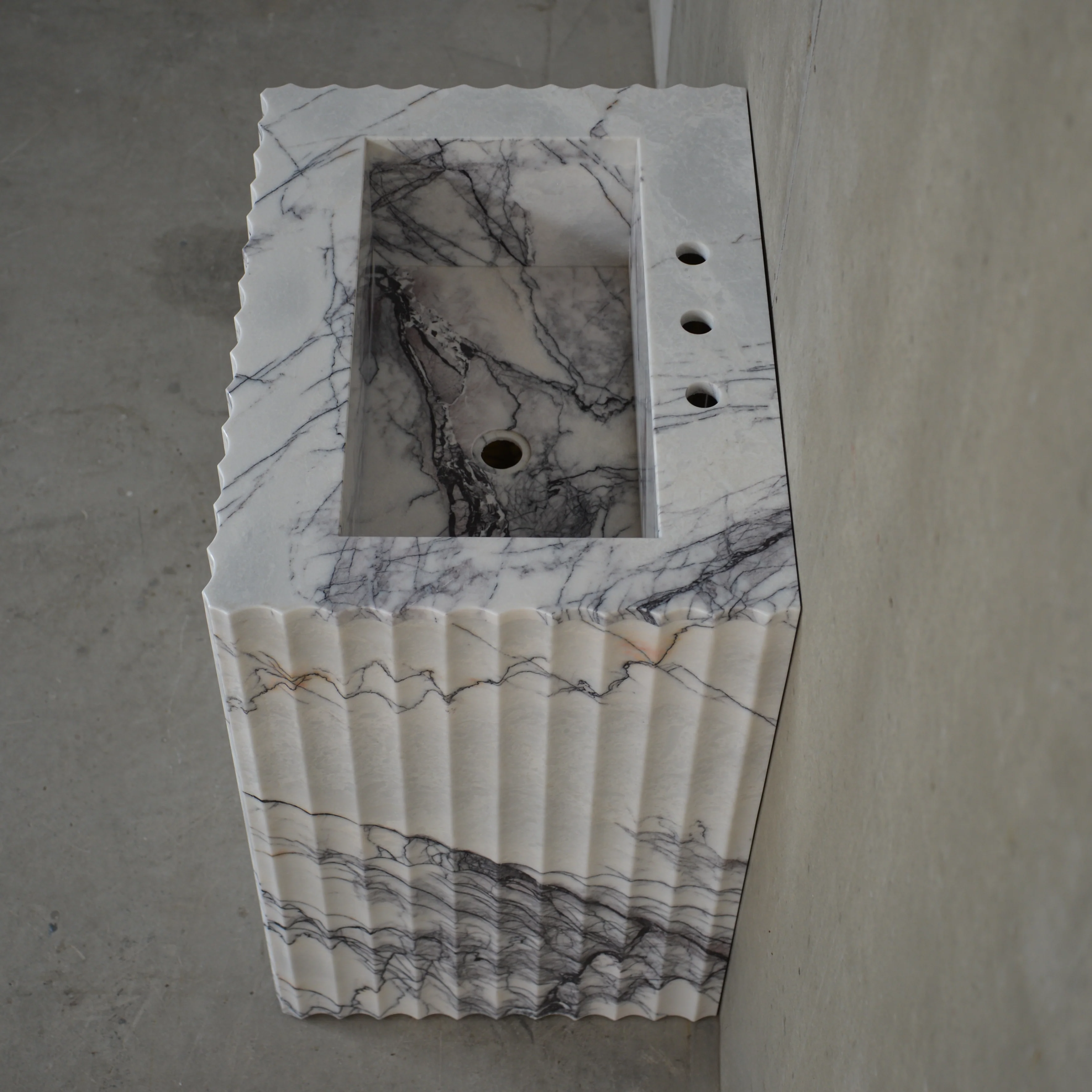 HANDCRAFTED CUSTOM PEDESTAL LILAC MARBLE SINK (NS-220) - Image 4