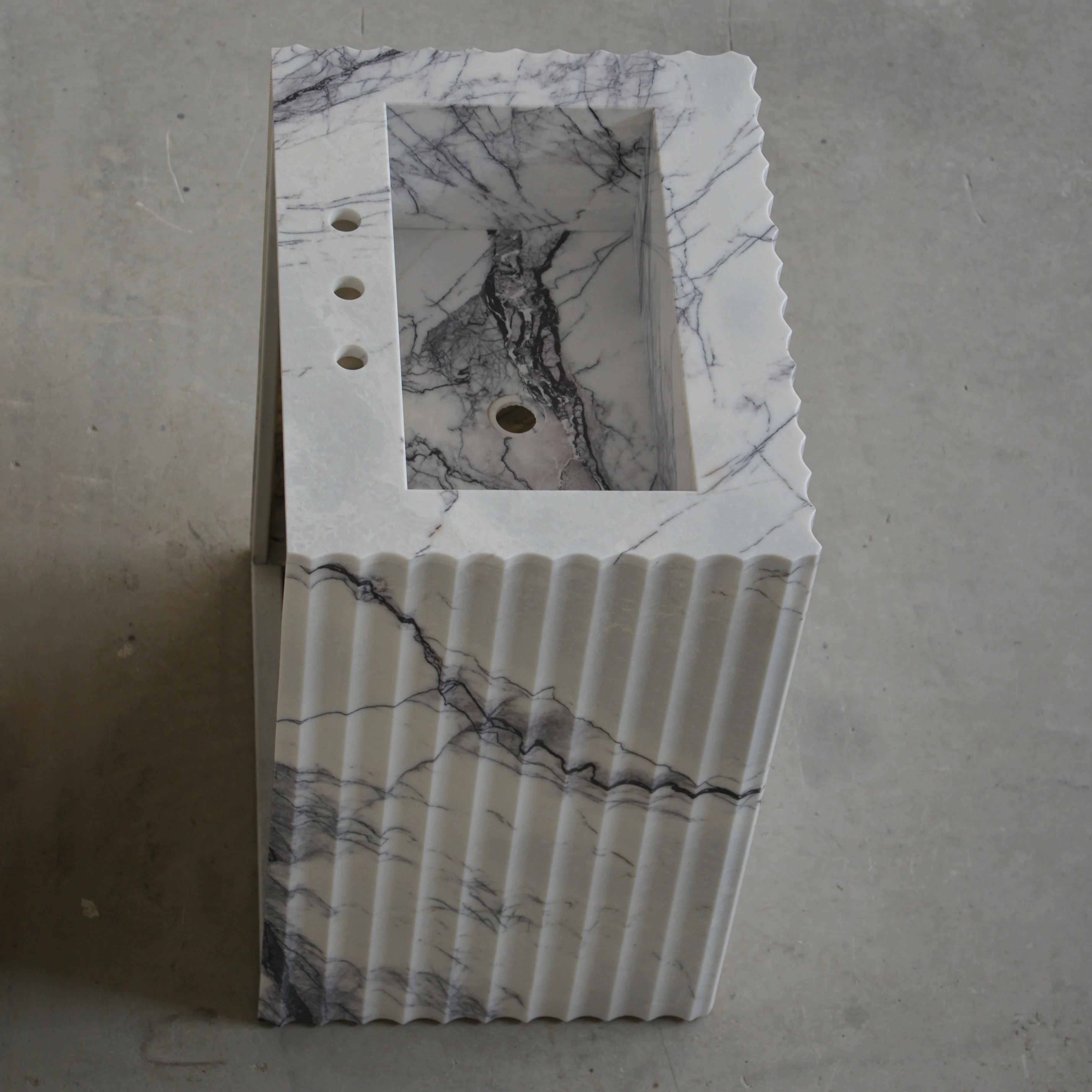 HANDCRAFTED CUSTOM PEDESTAL LILAC MARBLE SINK (NS-220) - Image 6