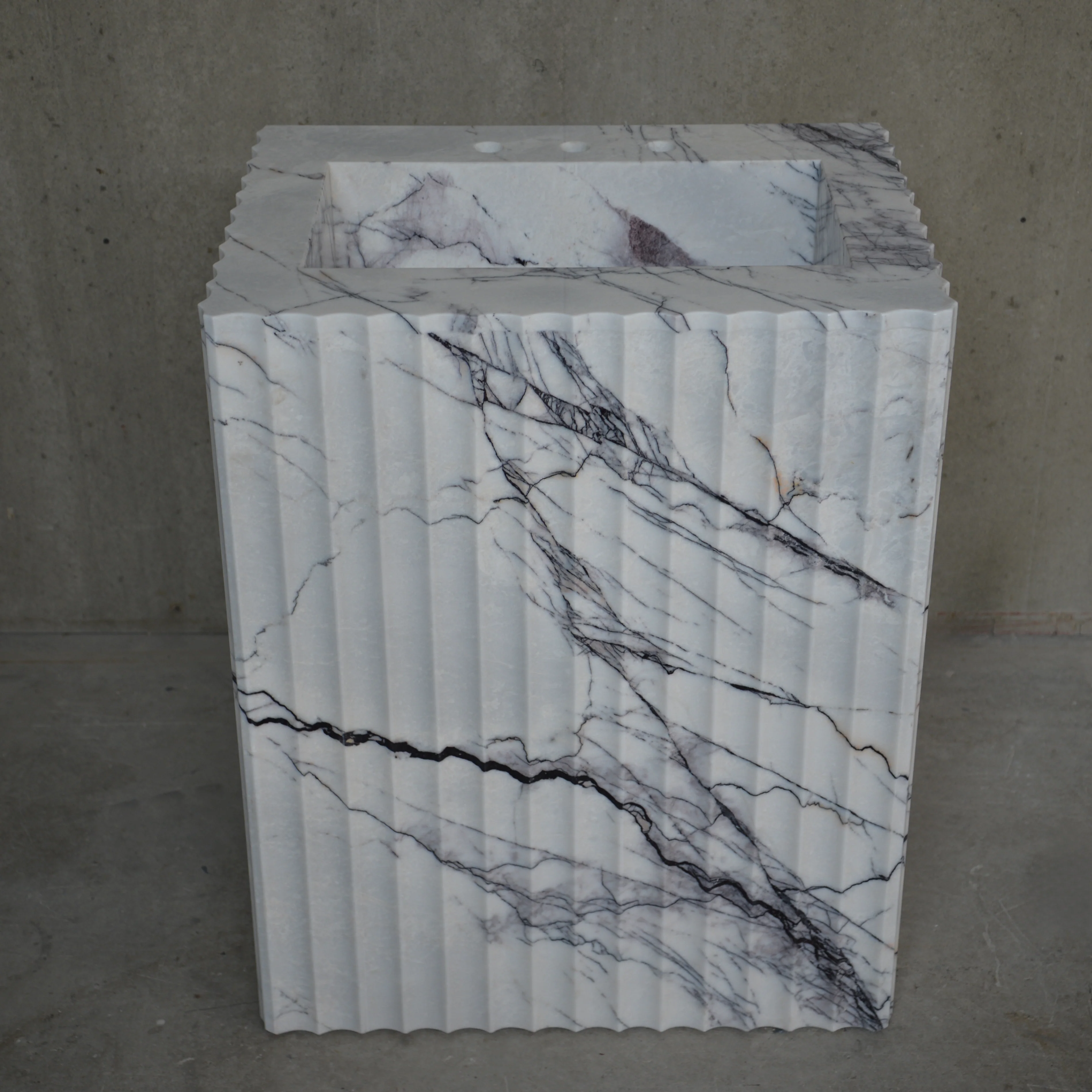 HANDCRAFTED CUSTOM PEDESTAL LILAC MARBLE SINK (NS-220) - Image 7