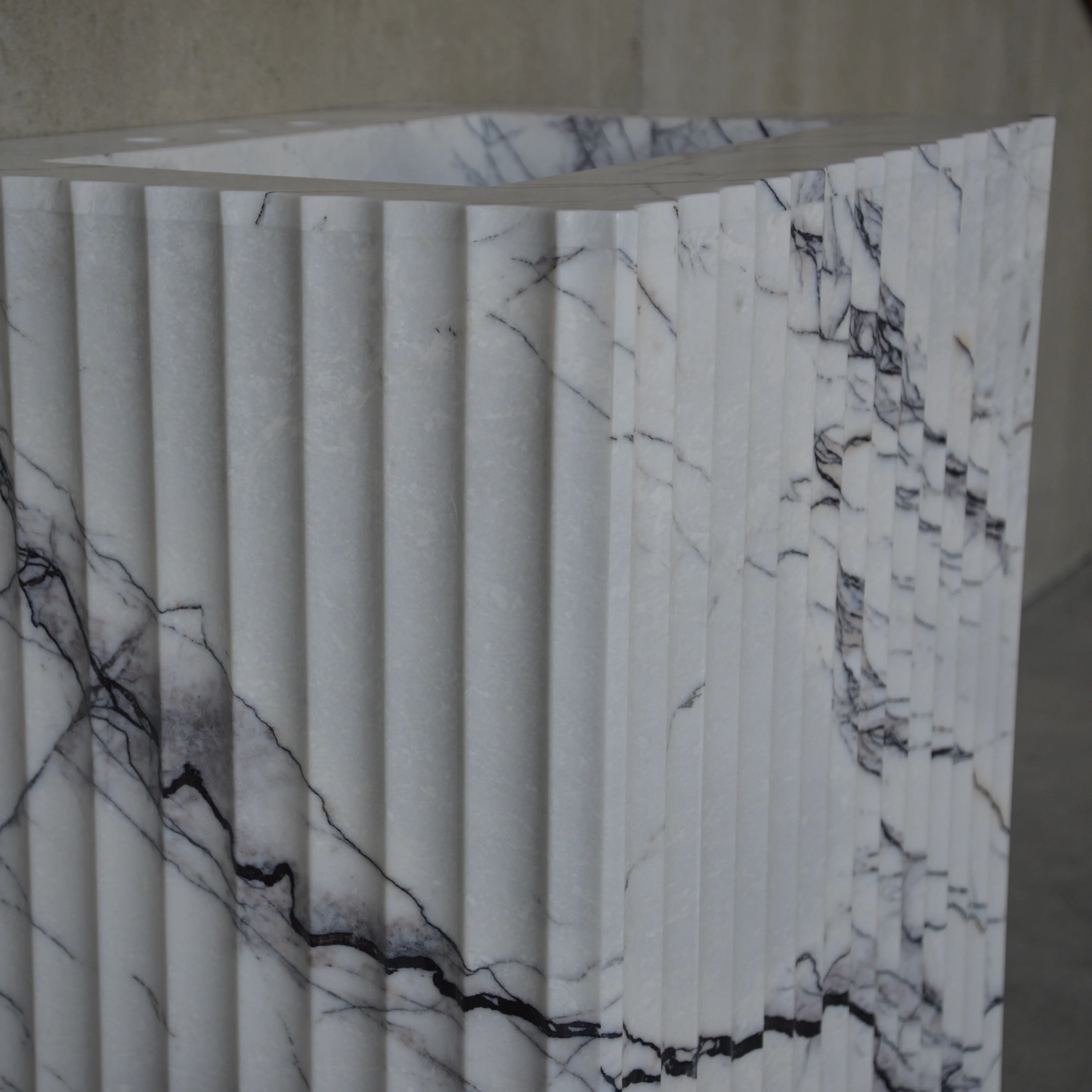 HANDCRAFTED CUSTOM PEDESTAL LILAC MARBLE SINK (NS-220) - Image 9
