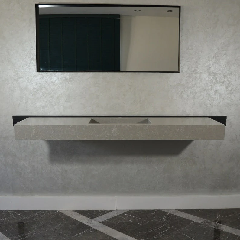 HANDCRAFTED CUSTOM GRAY QUARTZ SINK (QU-099) - Image 10
