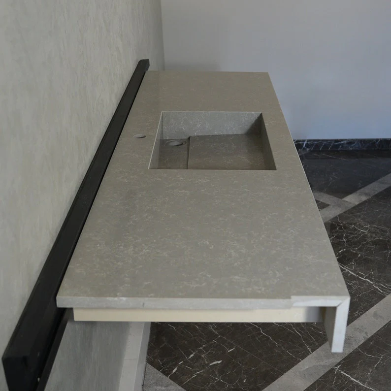 HANDCRAFTED CUSTOM GRAY QUARTZ SINK (QU-099) - Image 7