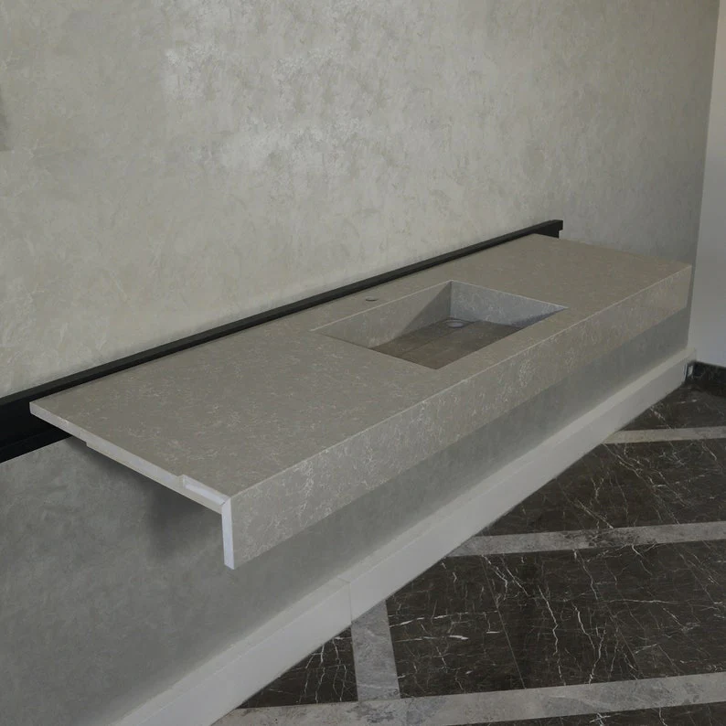 HANDCRAFTED CUSTOM GRAY QUARTZ SINK (QU-099) - Image 8