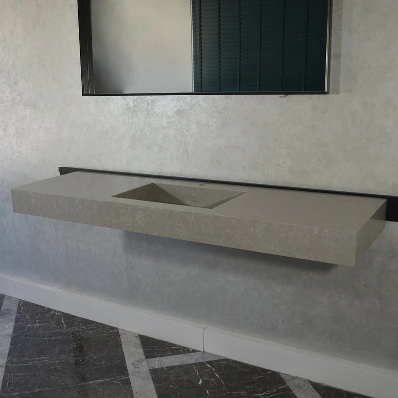 HANDCRAFTED CUSTOM GRAY QUARTZ SINK (QU-099) - Image 9