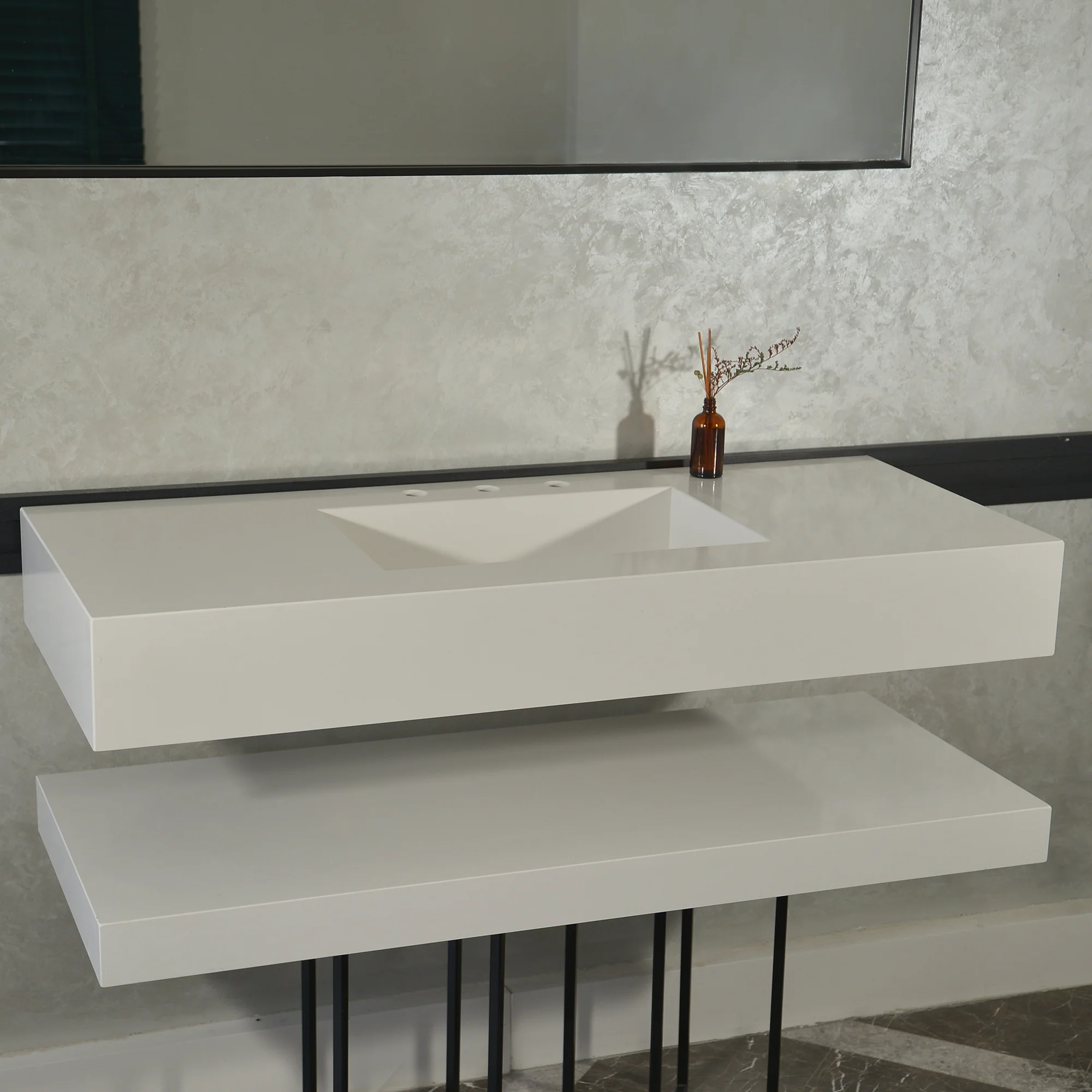 HANDCRAFTED CUSTOM QUARTZ SINK WITH SHIELF (QU-116) - Image 2