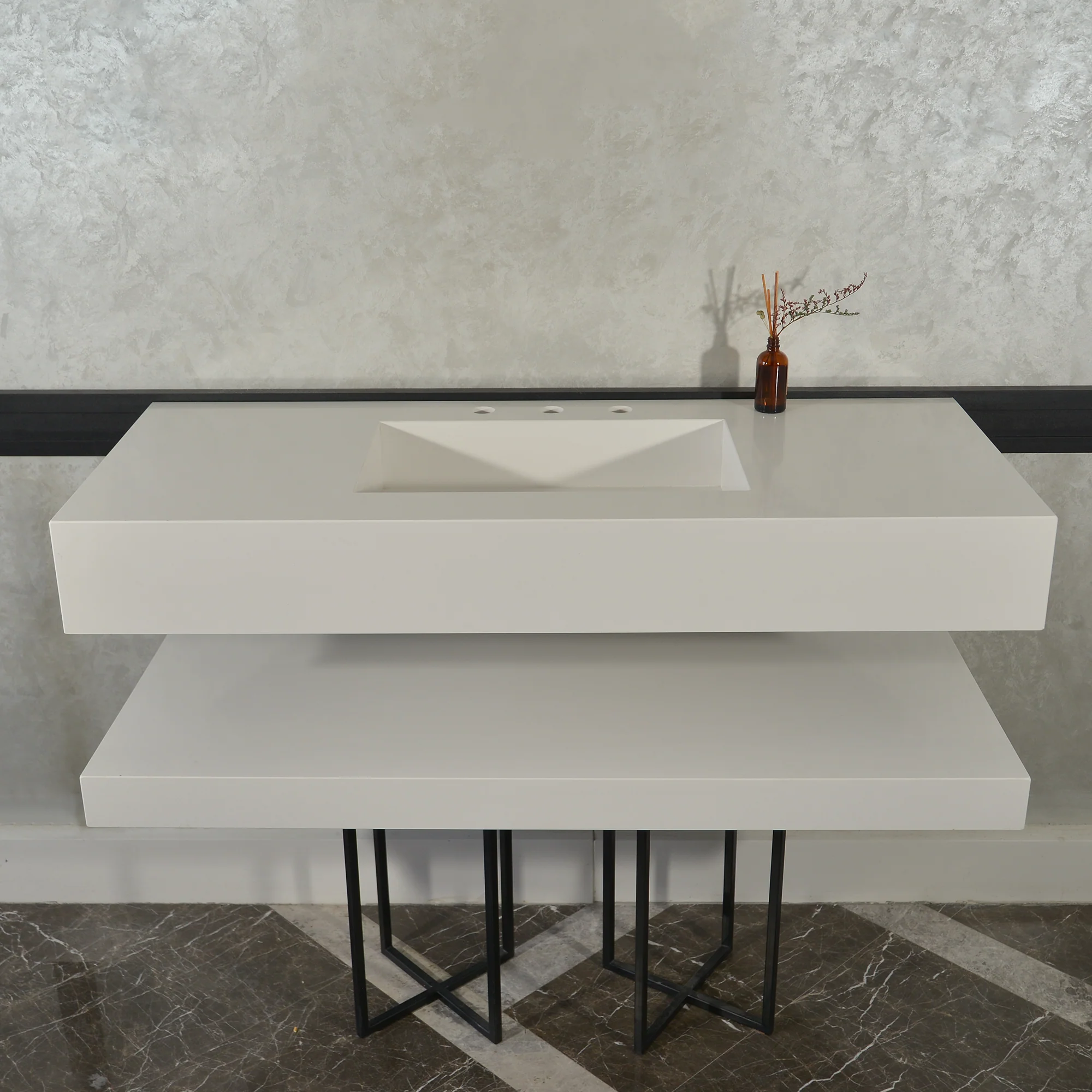 HANDCRAFTED CUSTOM QUARTZ SINK WITH SHIELF (QU-116) - Image 4