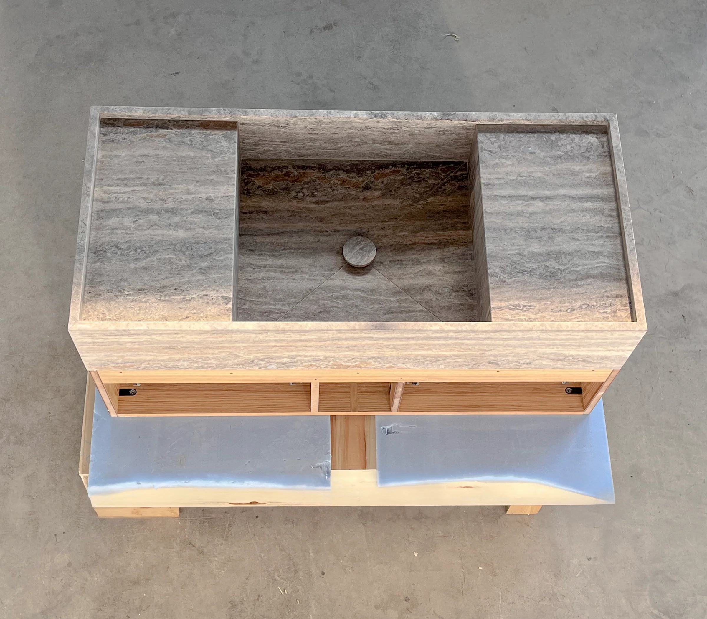 HANDCRAFTED CUSTOM SILVER TRAVERTINE SINK (TR-200) - Image 3