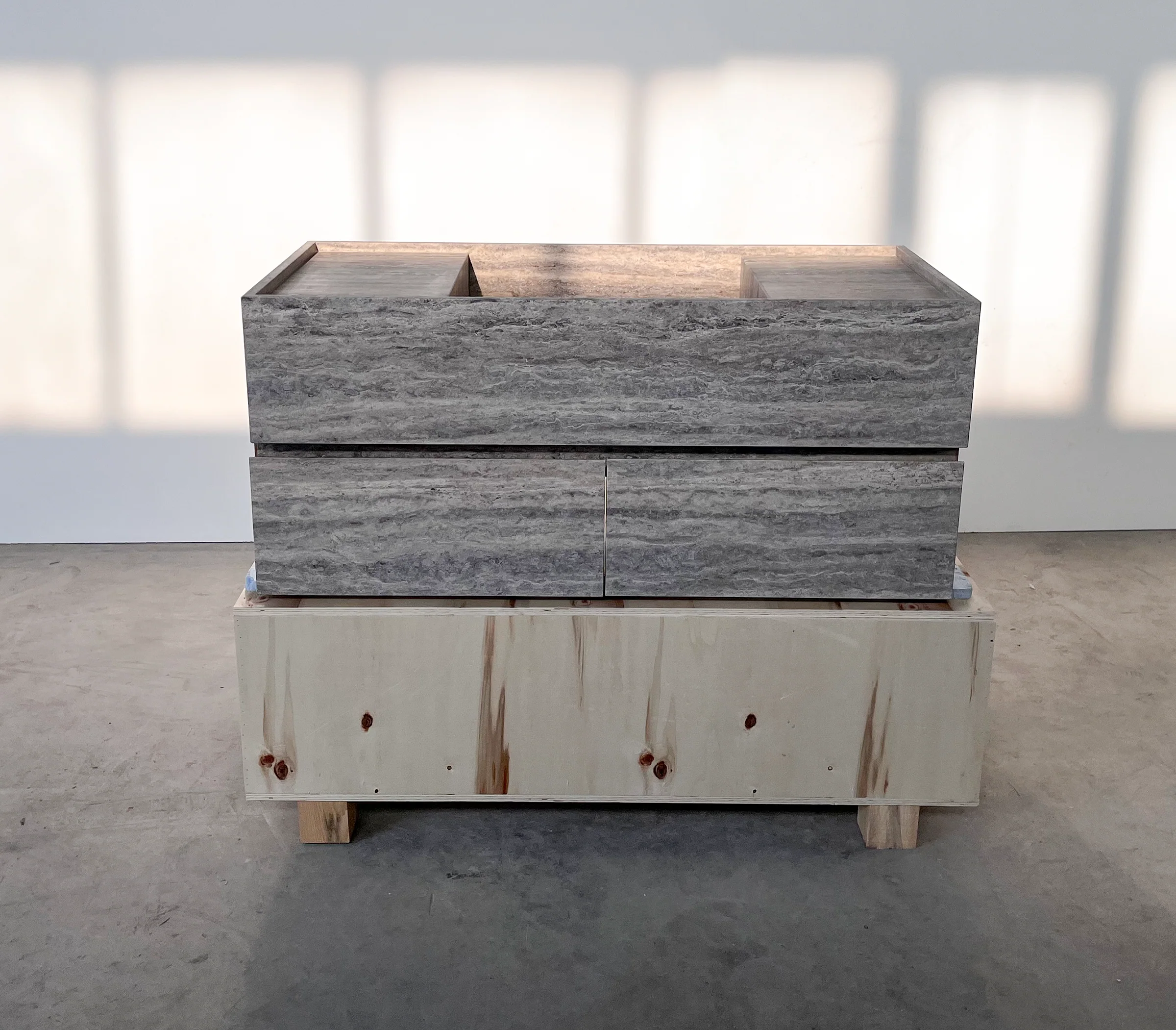 HANDCRAFTED CUSTOM SILVER TRAVERTINE SINK (TR-200) - Image 8