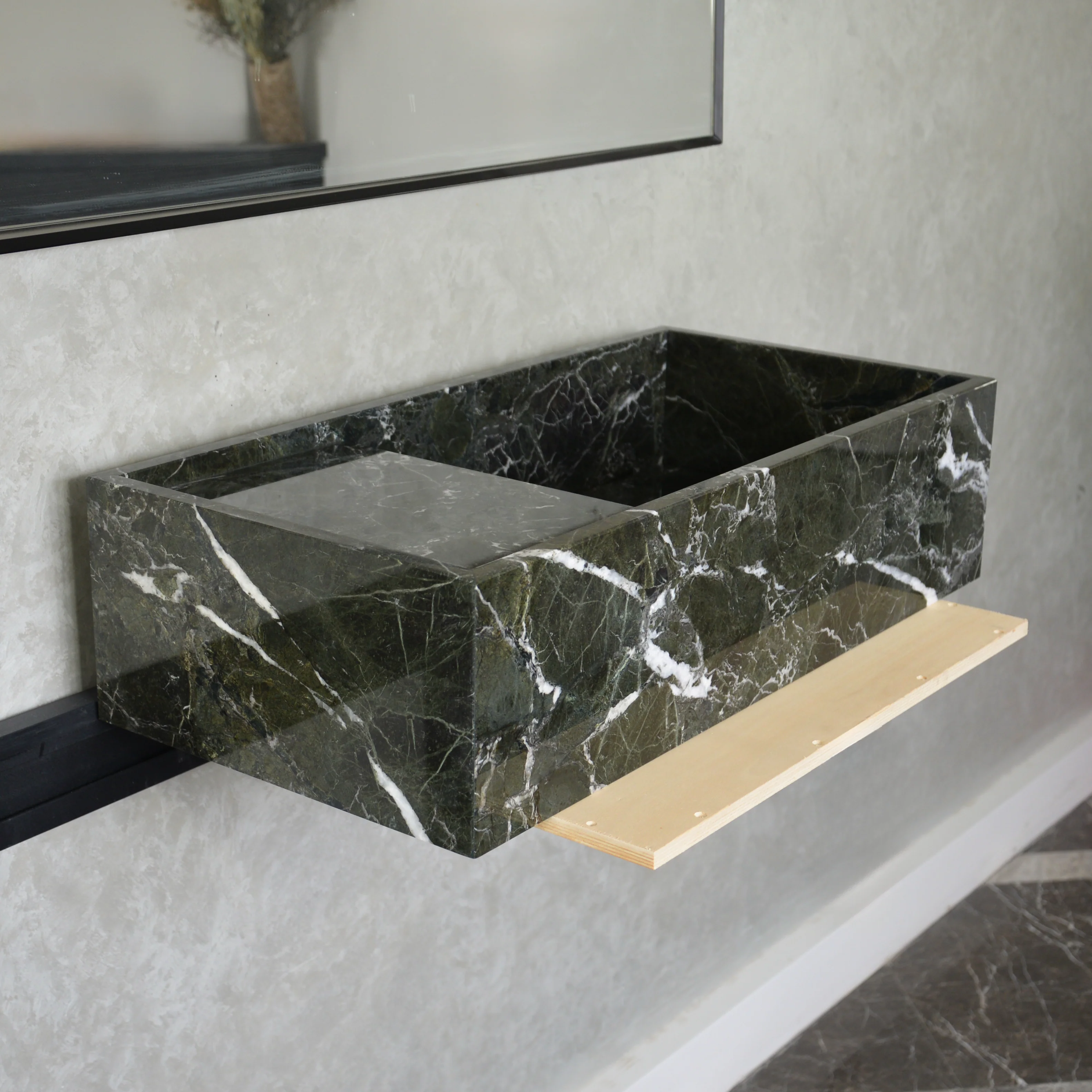 HANDCRAFTED CUSTOM TEOS GREEN MARBLE SINK (NS-081) - Image 3