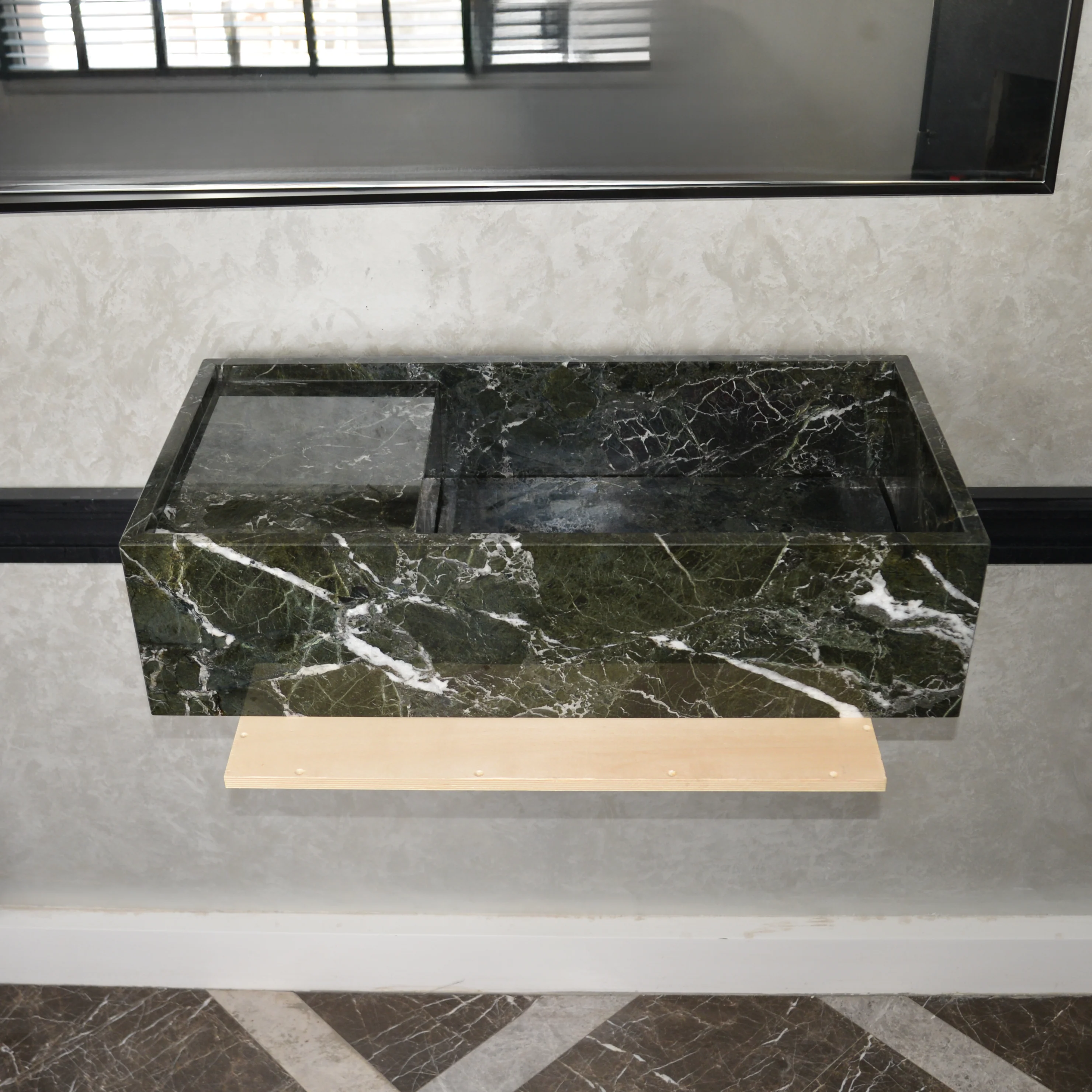 HANDCRAFTED CUSTOM TEOS GREEN MARBLE SINK (NS-081) - Image 5