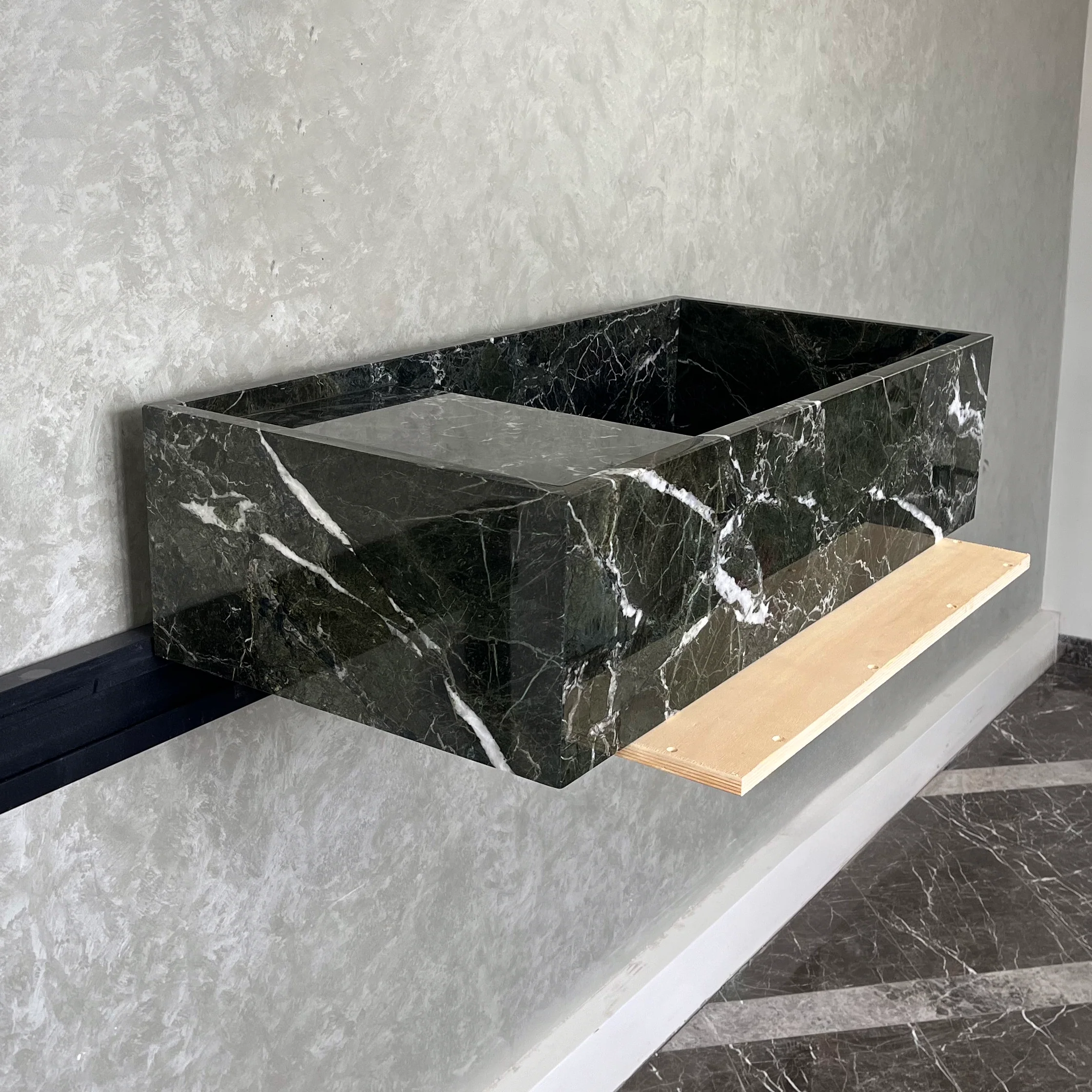 HANDCRAFTED CUSTOM TEOS GREEN MARBLE SINK (NS-081) - Image 9
