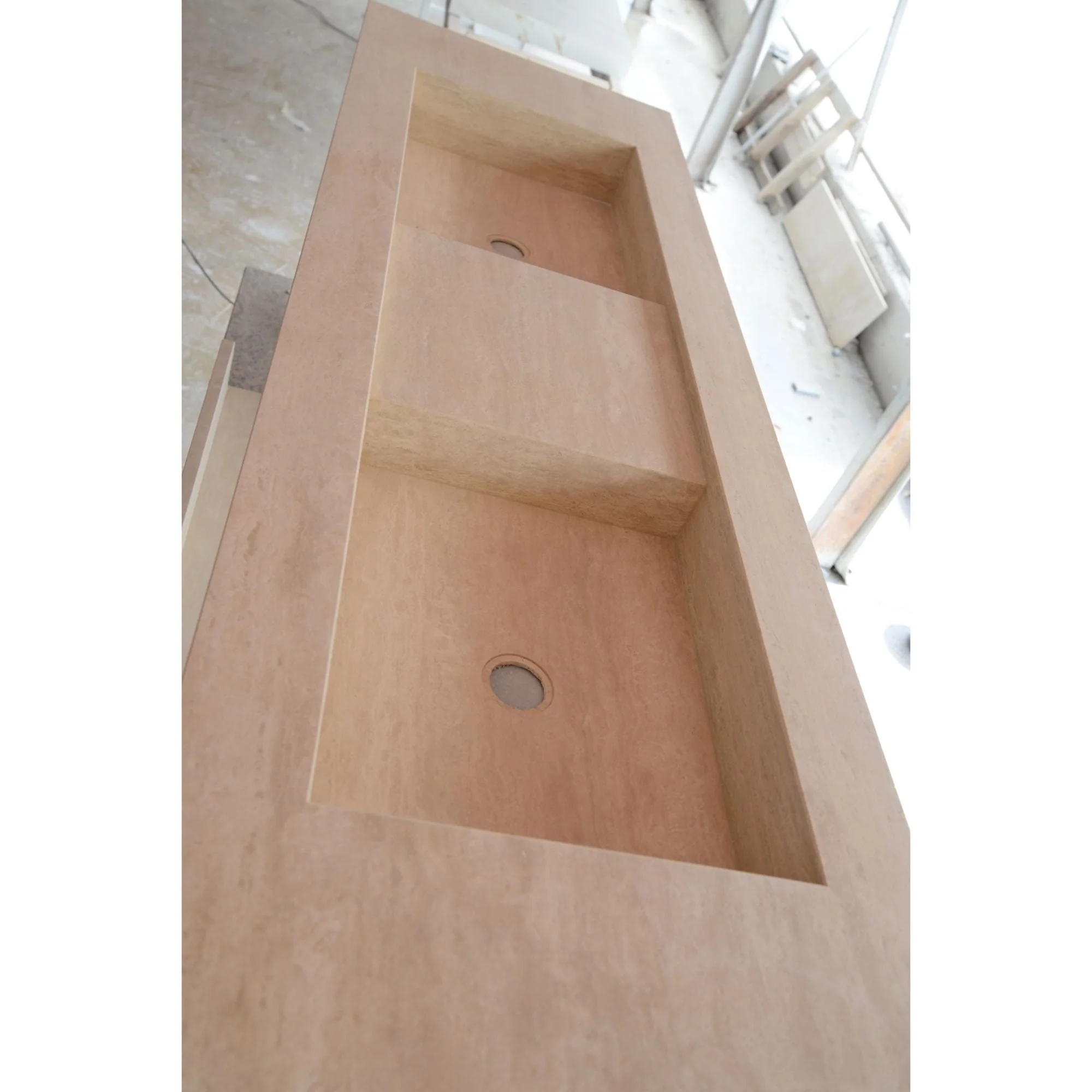 HANDCRAFTED CUSTOM TRAVERTINE DOUBLE SINK (TR-133) - Image 12