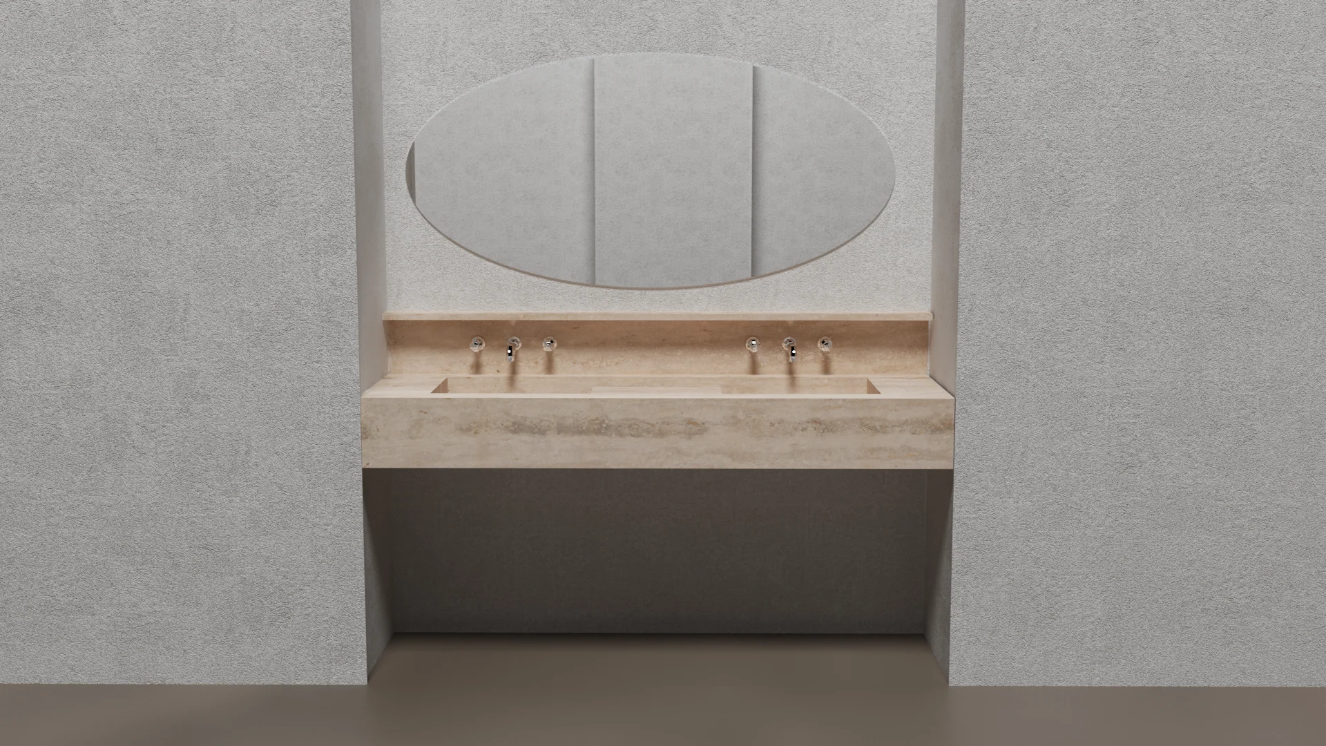 HANDCRAFTED CUSTOM TRAVERTINE DOUBLE SINK (TR-133) - Image 2