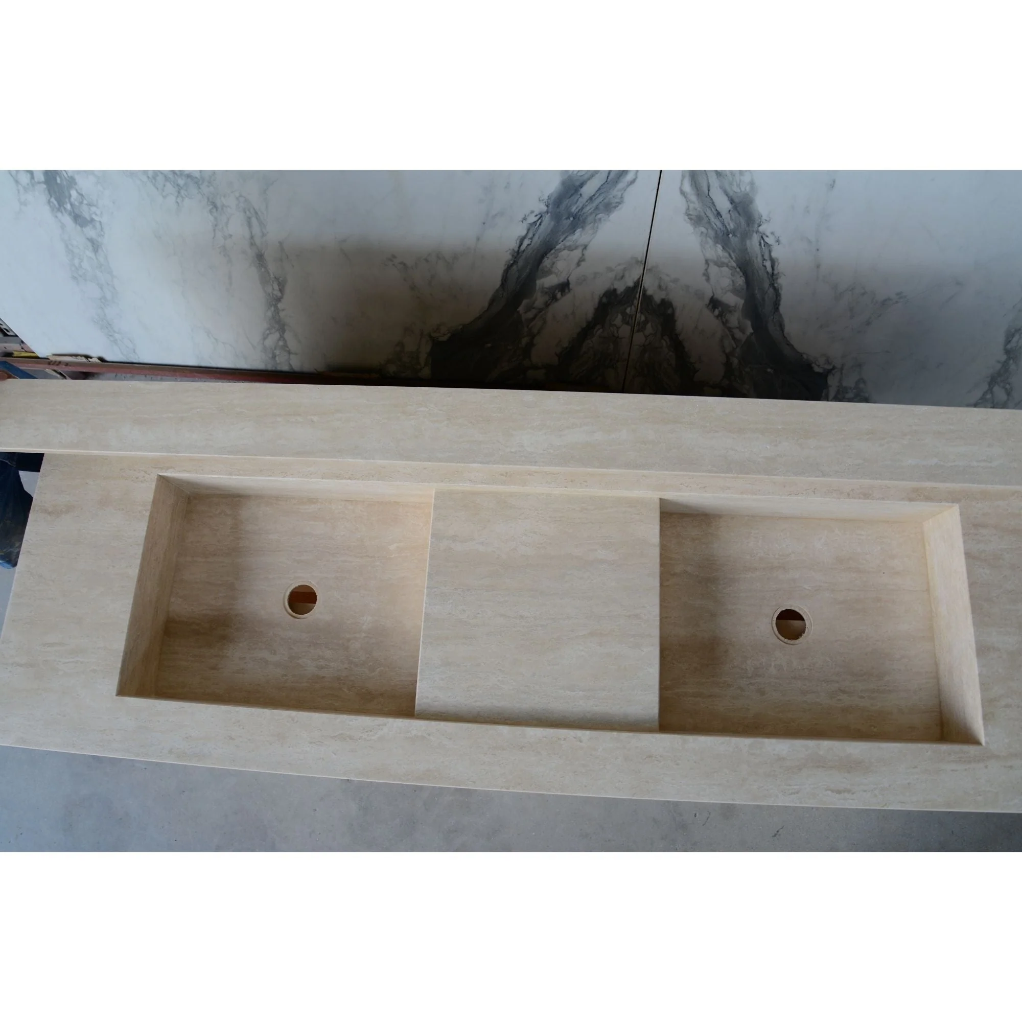 HANDCRAFTED CUSTOM TRAVERTINE DOUBLE SINK (TR-133) - Image 21
