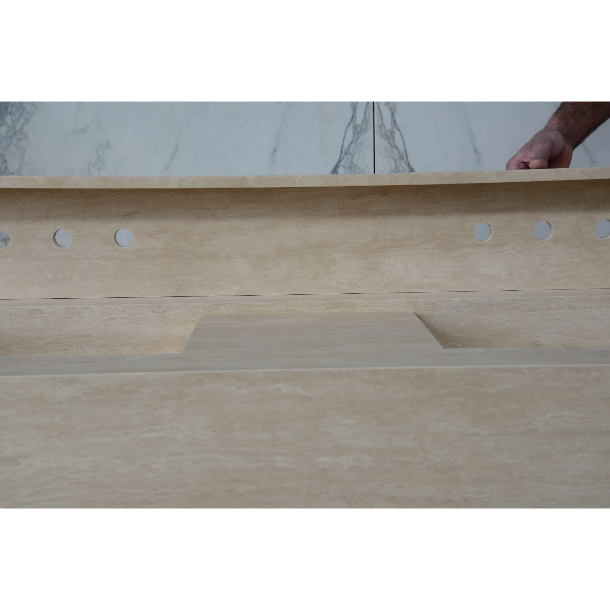 HANDCRAFTED CUSTOM TRAVERTINE DOUBLE SINK (TR-133) - Image 5