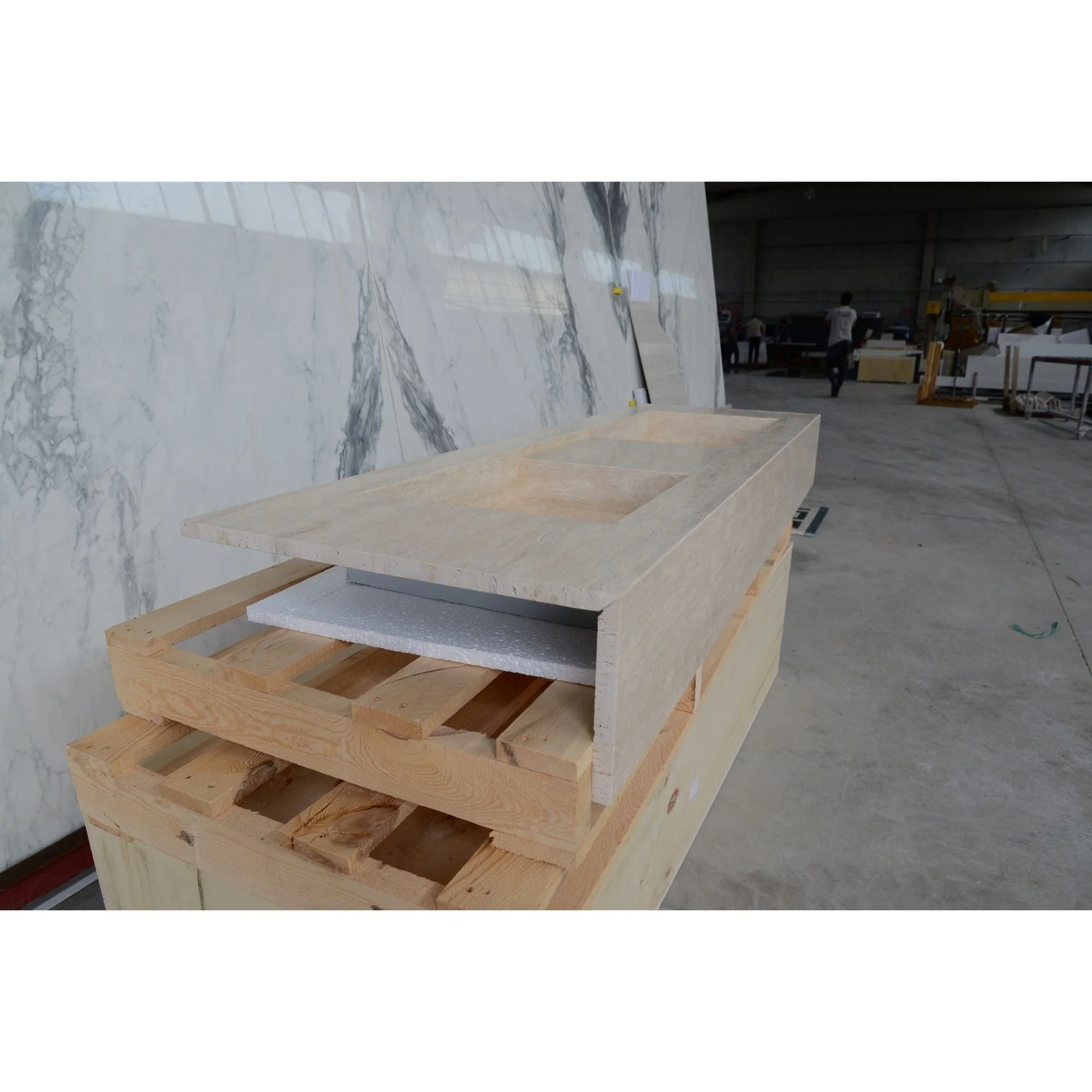 HANDCRAFTED CUSTOM TRAVERTINE DOUBLE SINK (TR-133) - Image 9