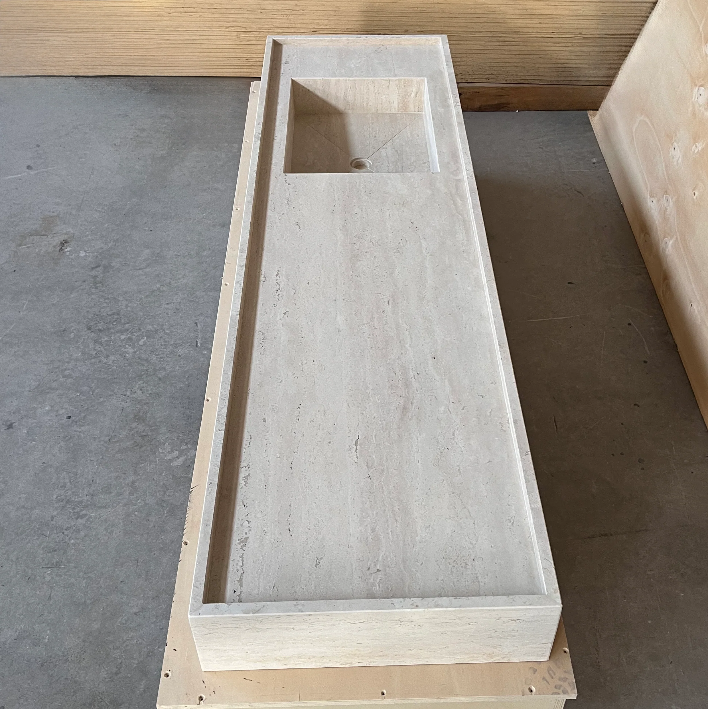 HANDCRAFTED CUSTOM TRAVERTINE MARBLE SINK (TR-096) - Image 4