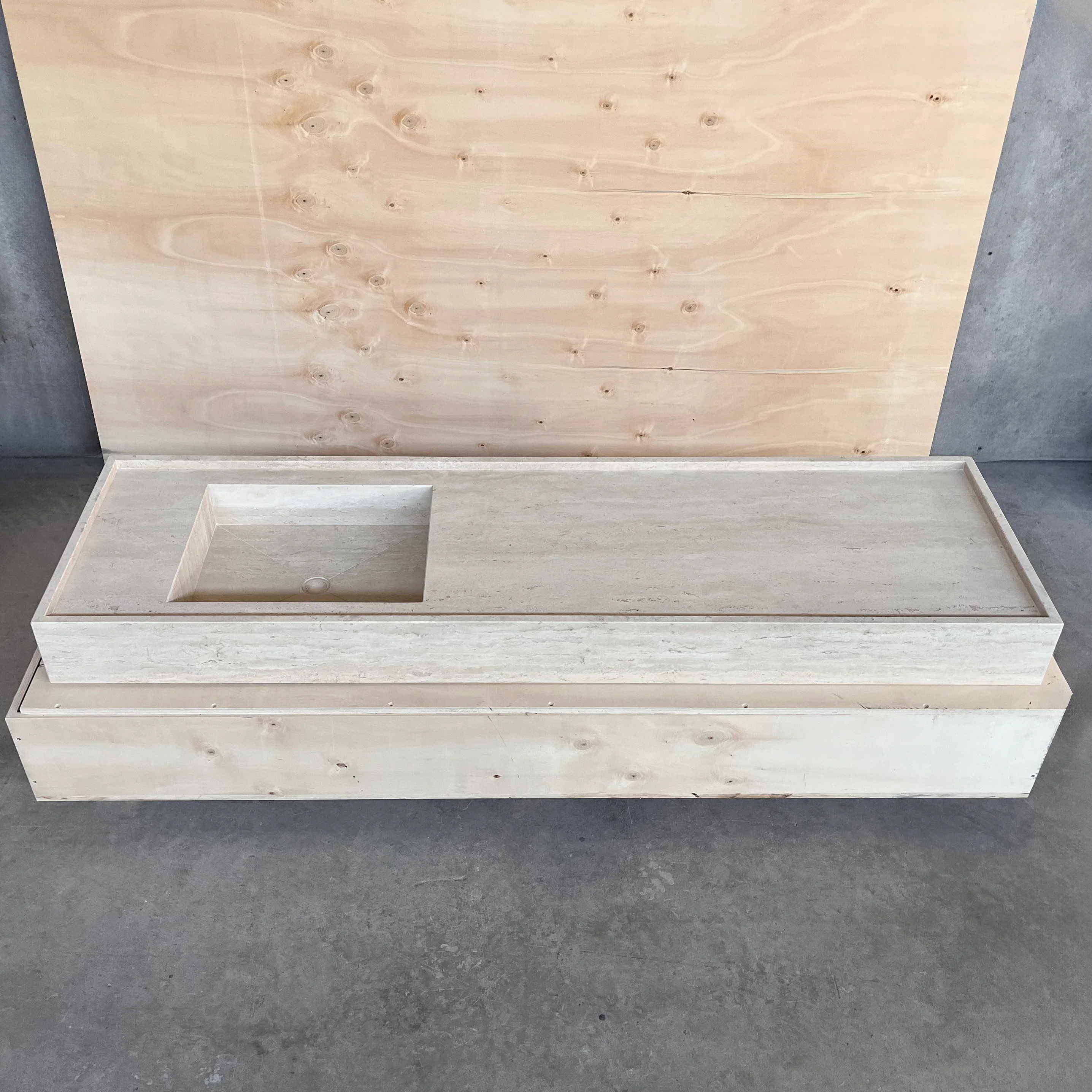 HANDCRAFTED CUSTOM TRAVERTINE MARBLE SINK (TR-096) - Image 7