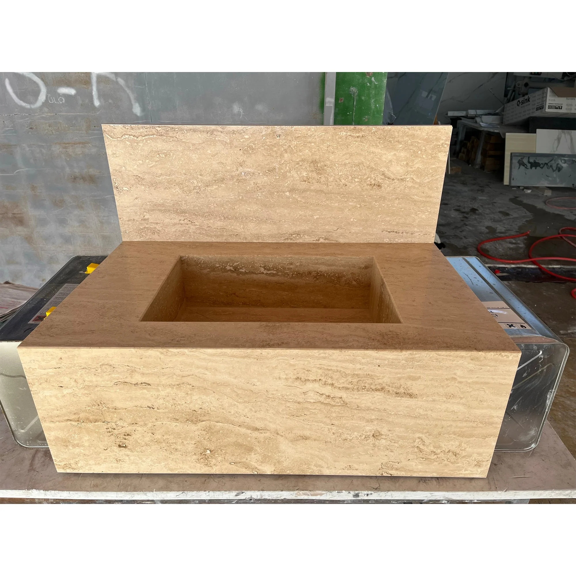HANDCRAFTED CUSTOM TRAVERTINE SINK - 1 - Image 4