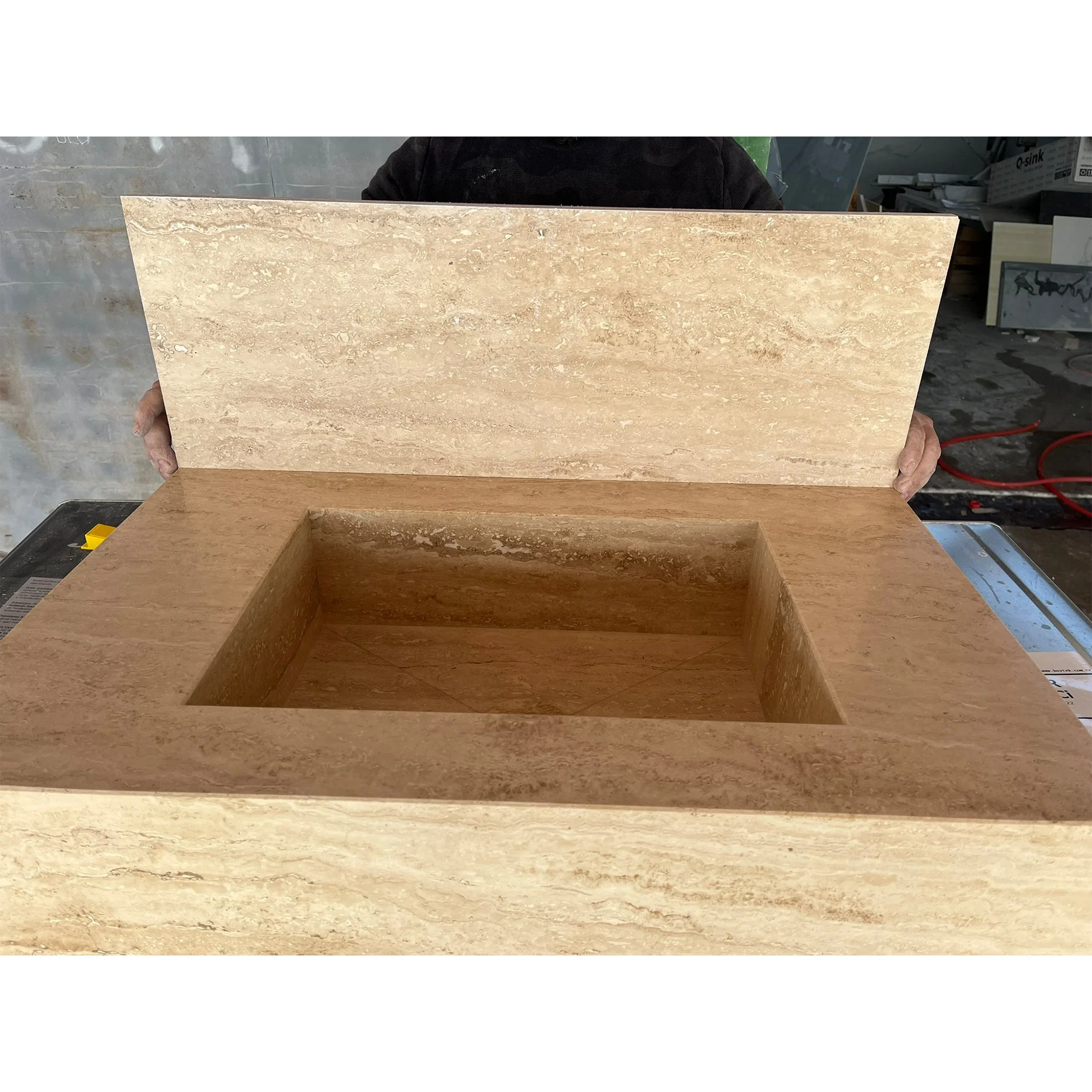 HANDCRAFTED CUSTOM TRAVERTINE SINK - 1 - Image 5
