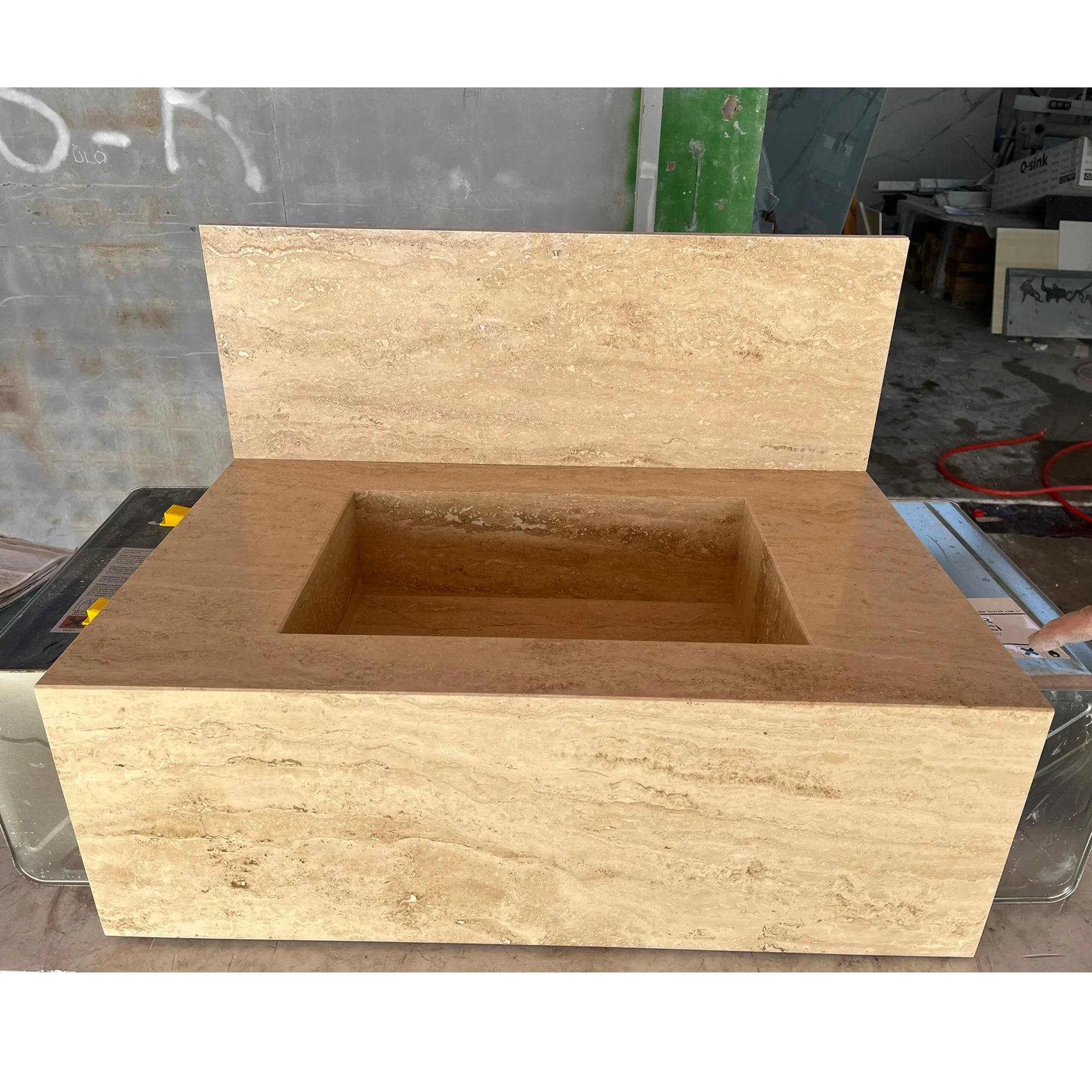 HANDCRAFTED CUSTOM TRAVERTINE SINK - 1 - Image 8