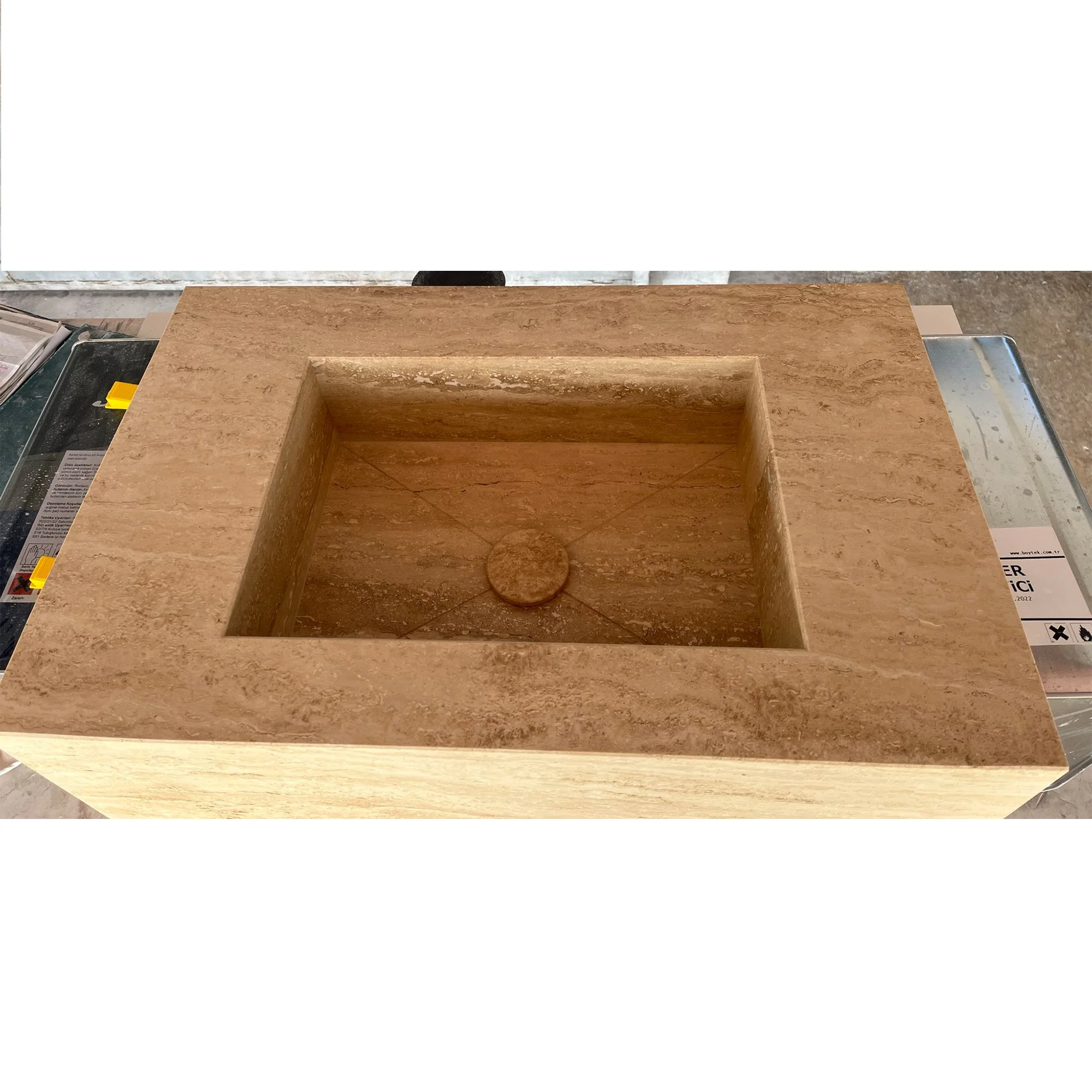 HANDCRAFTED CUSTOM TRAVERTINE SINK - 1 - Image 9