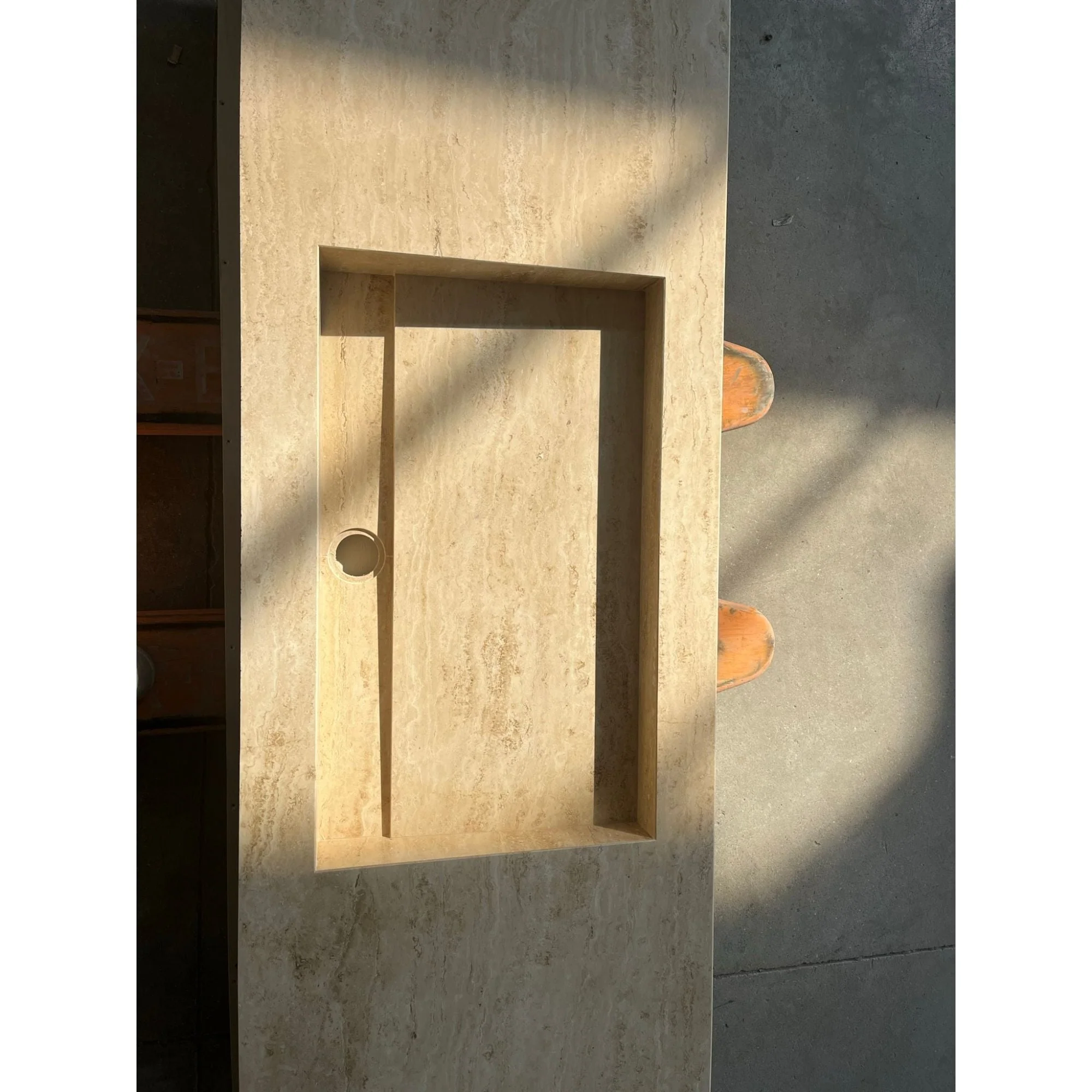 HANDCRAFTED CUSTOM TRAVERTINE SINK (TR-100) - Image 3