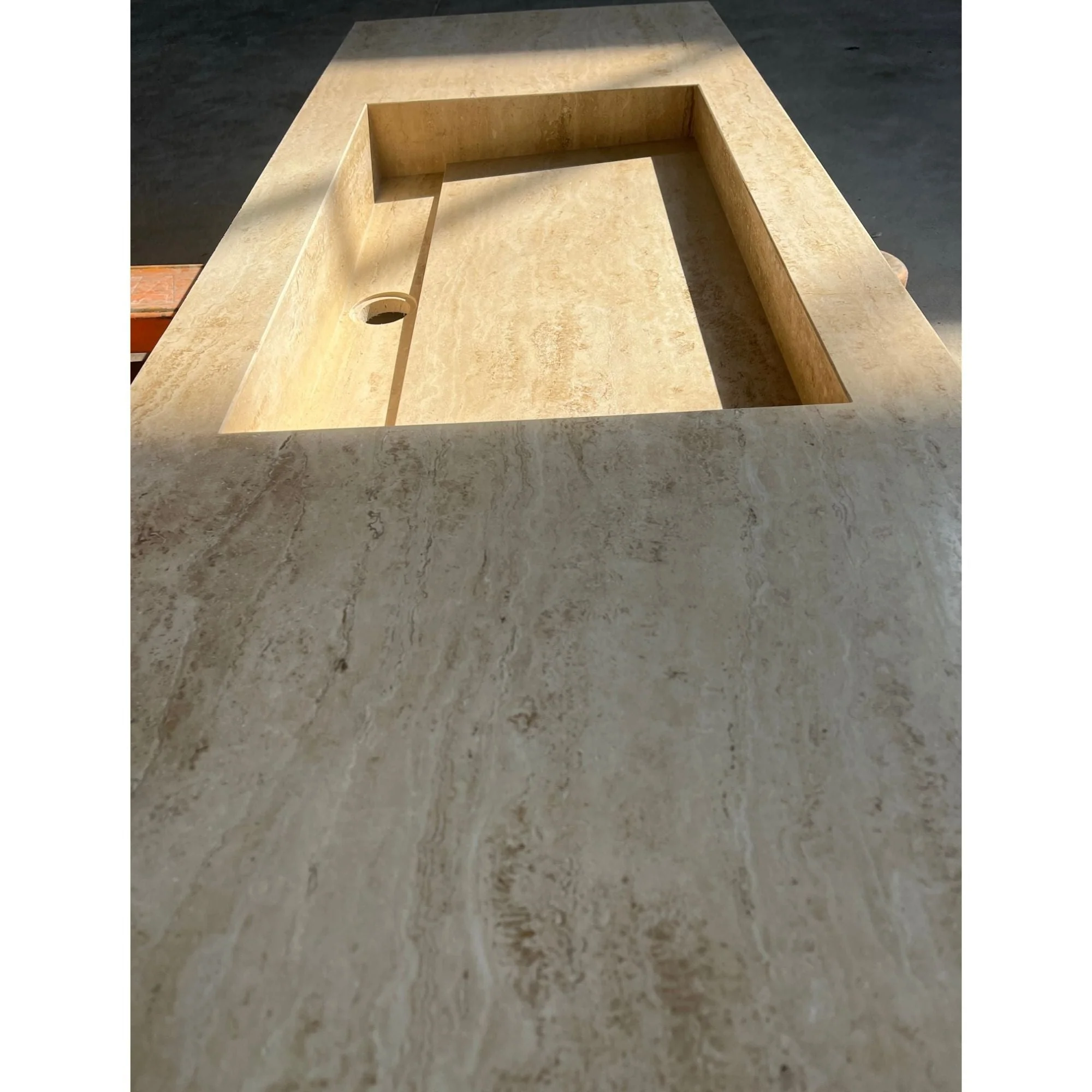 HANDCRAFTED CUSTOM TRAVERTINE SINK (TR-100) - Image 6