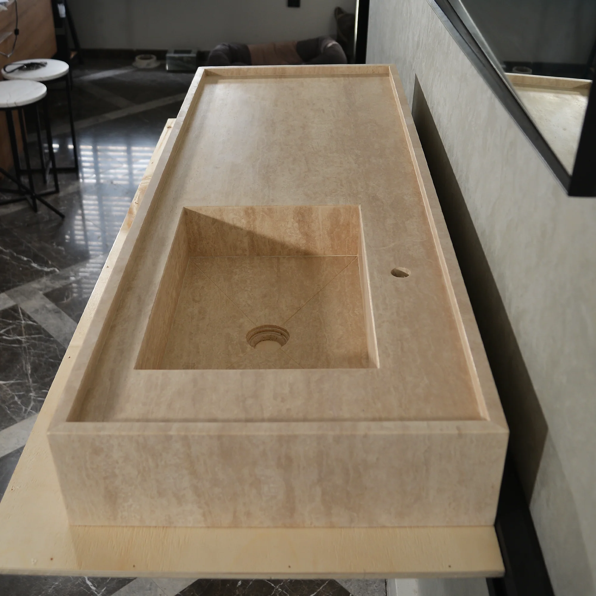 Handcrafted Custom Travertine Sink (TR-087) - Image 10