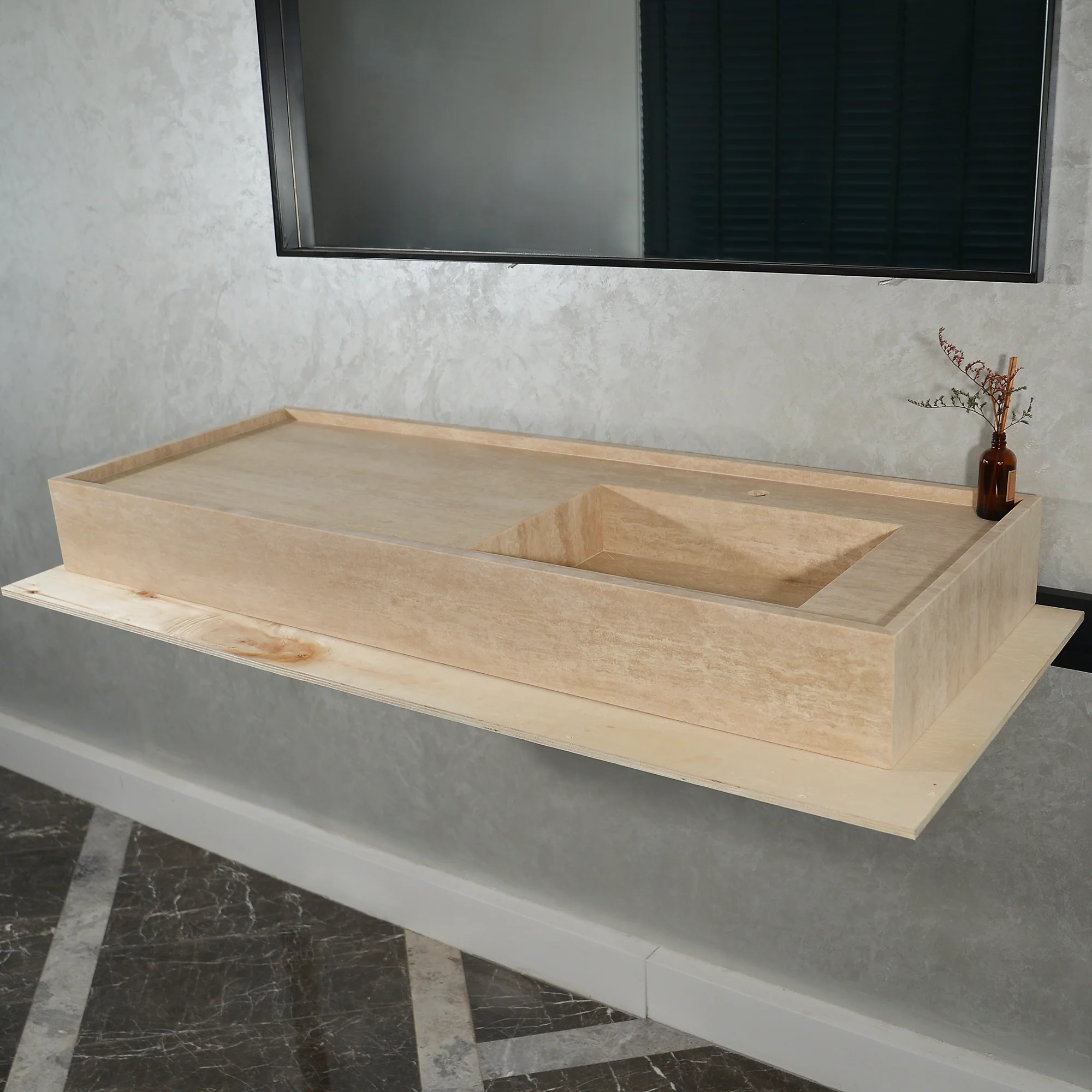 Handcrafted Custom Travertine Sink (TR-087) - Image 2