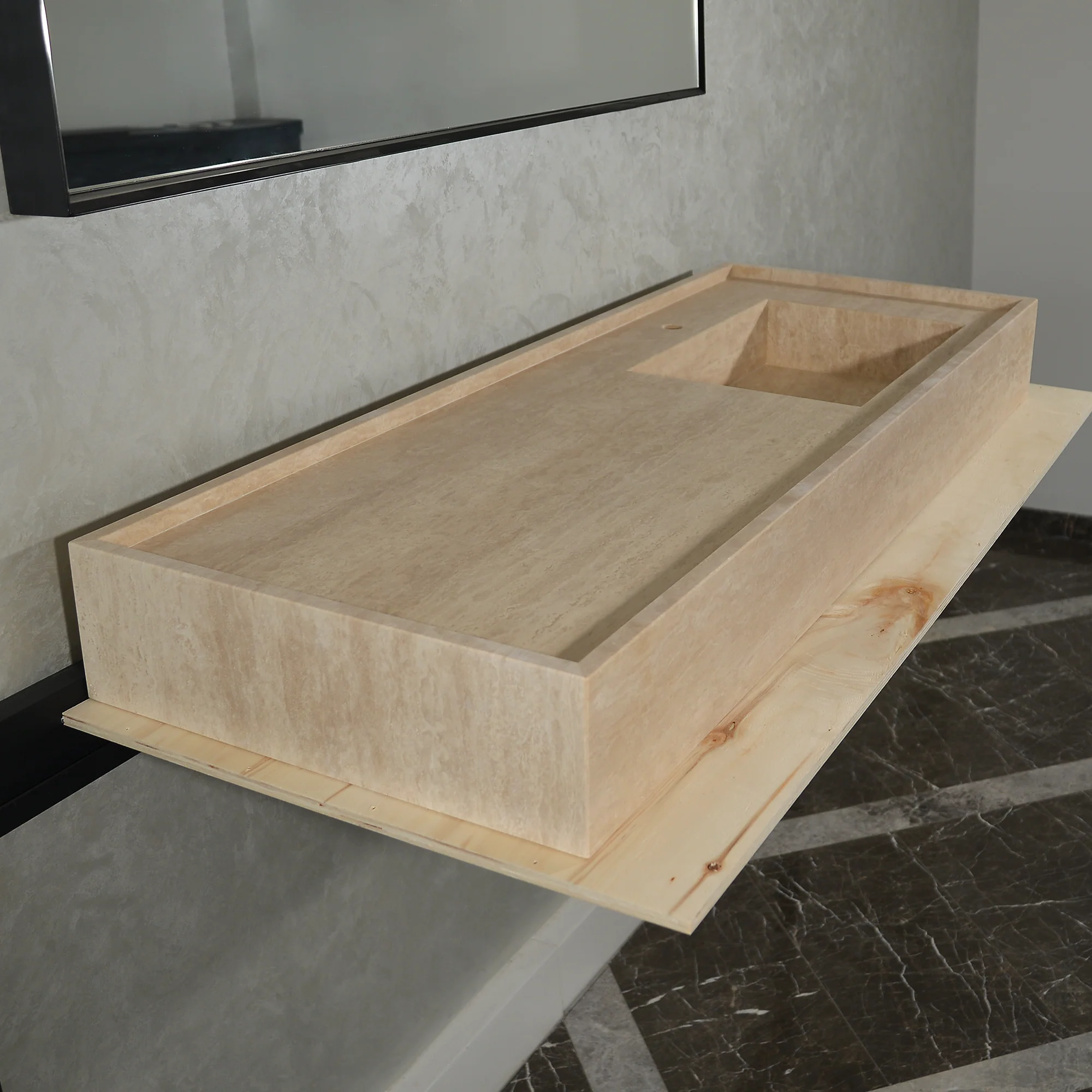 Handcrafted Custom Travertine Sink (TR-087) - Image 4