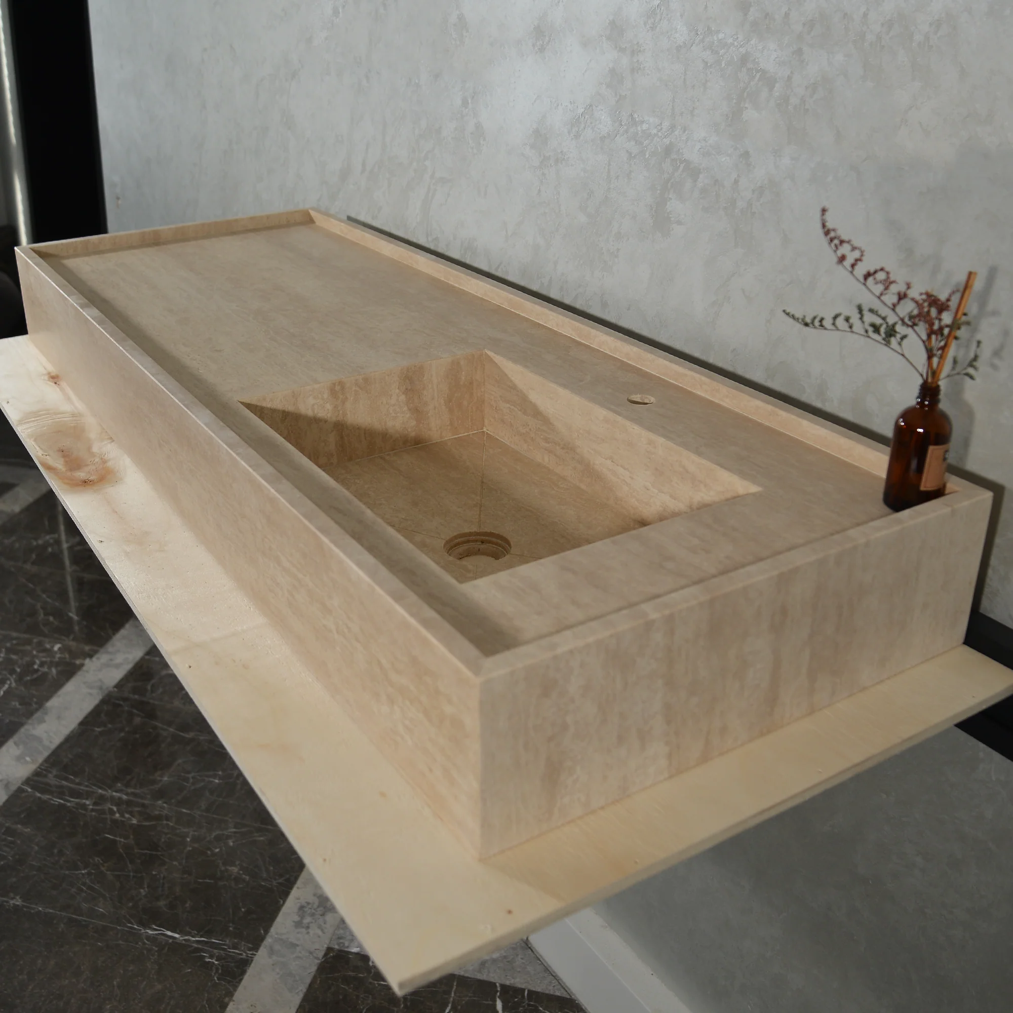 Handcrafted Custom Travertine Sink (TR-087) - Image 6