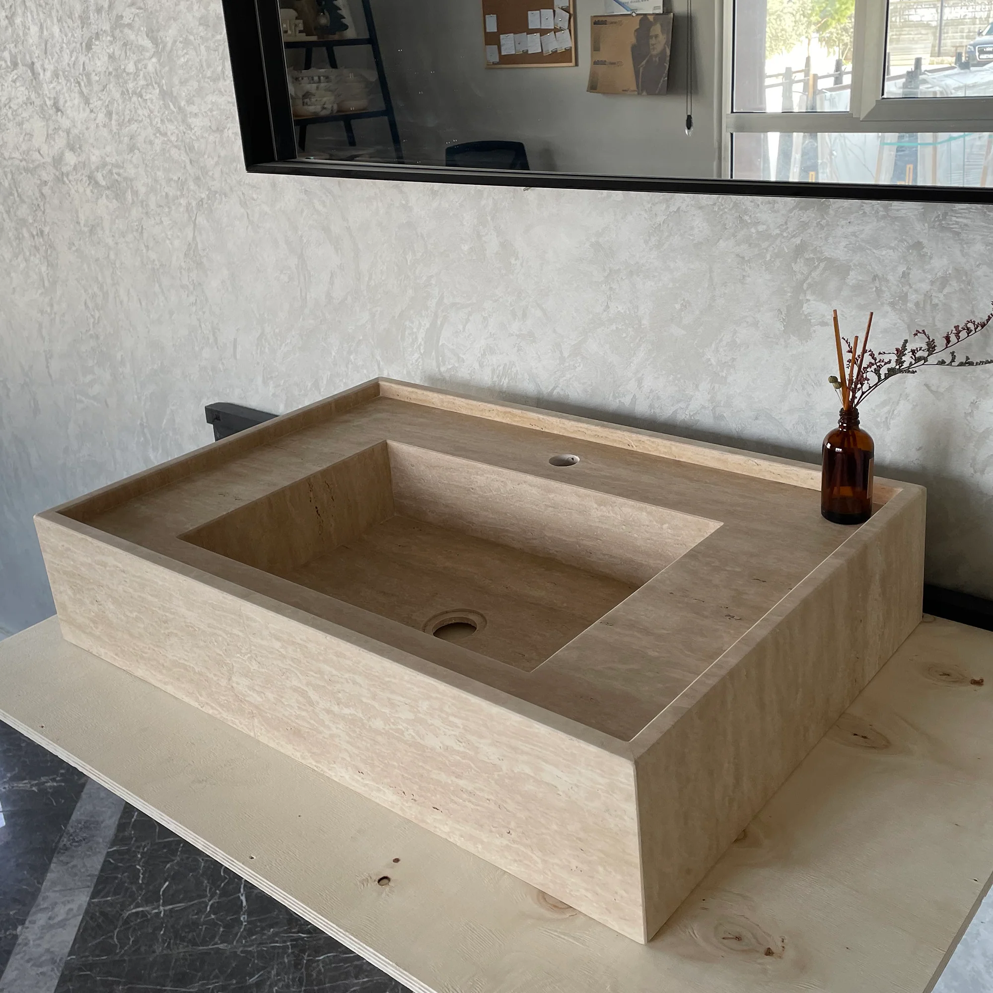 HANDCRAFTED CUSTOM TRAVERTINE SINK (TR-048) - Image 10