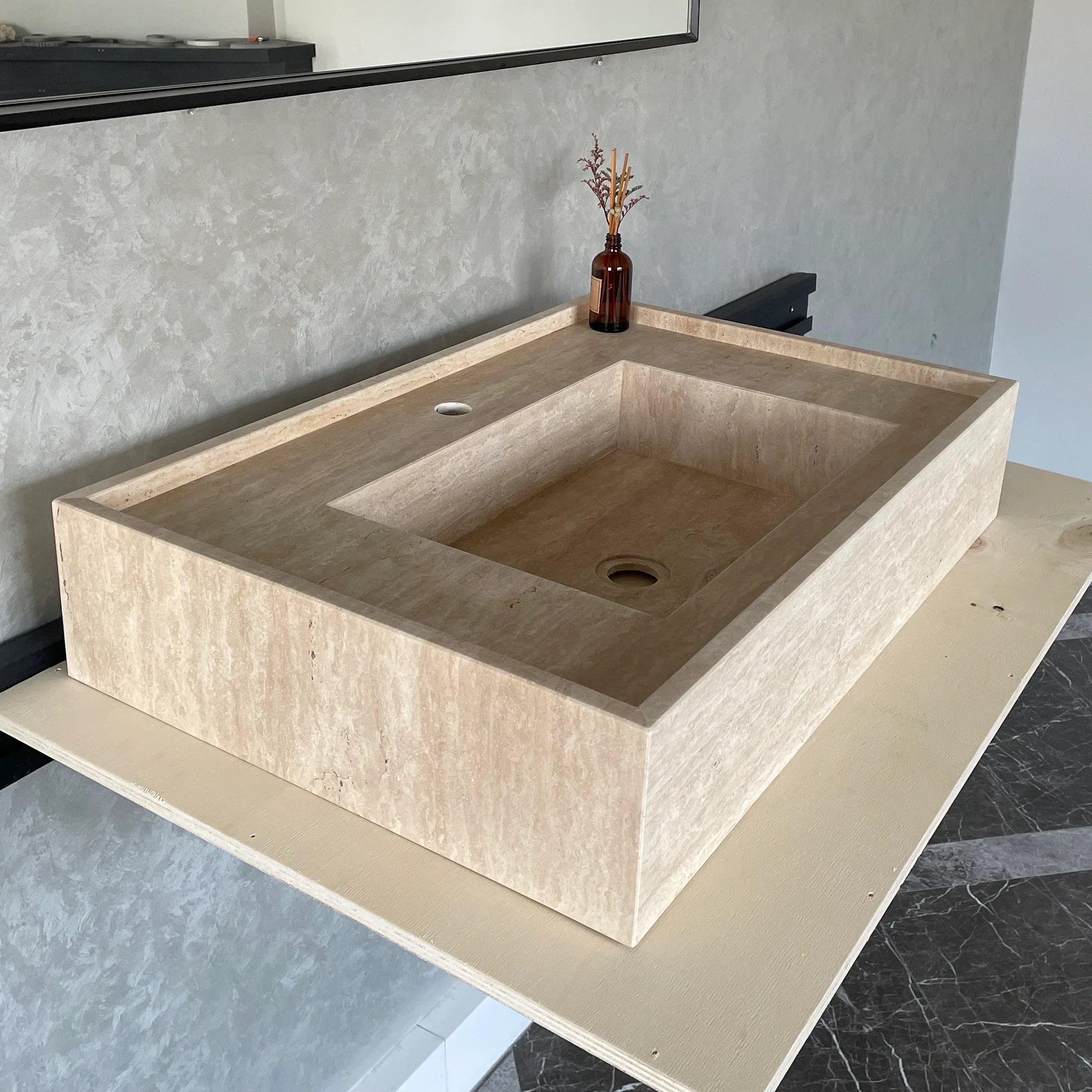 HANDCRAFTED CUSTOM TRAVERTINE SINK (TR-048) - Image 11