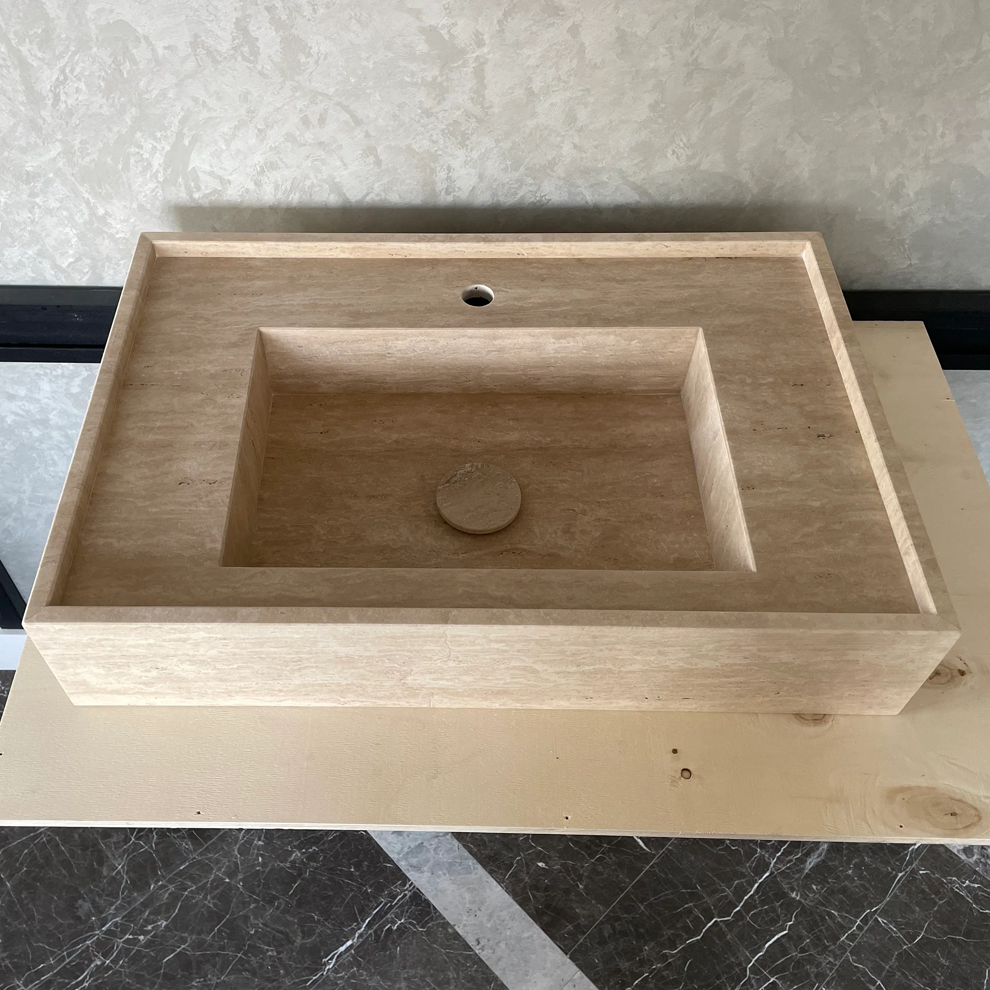 HANDCRAFTED CUSTOM TRAVERTINE SINK (TR-048) - Image 3