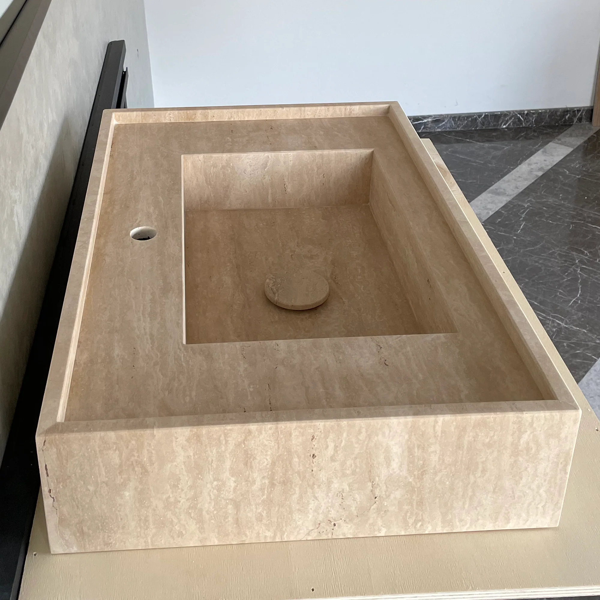 HANDCRAFTED CUSTOM TRAVERTINE SINK (TR-048) - Image 6